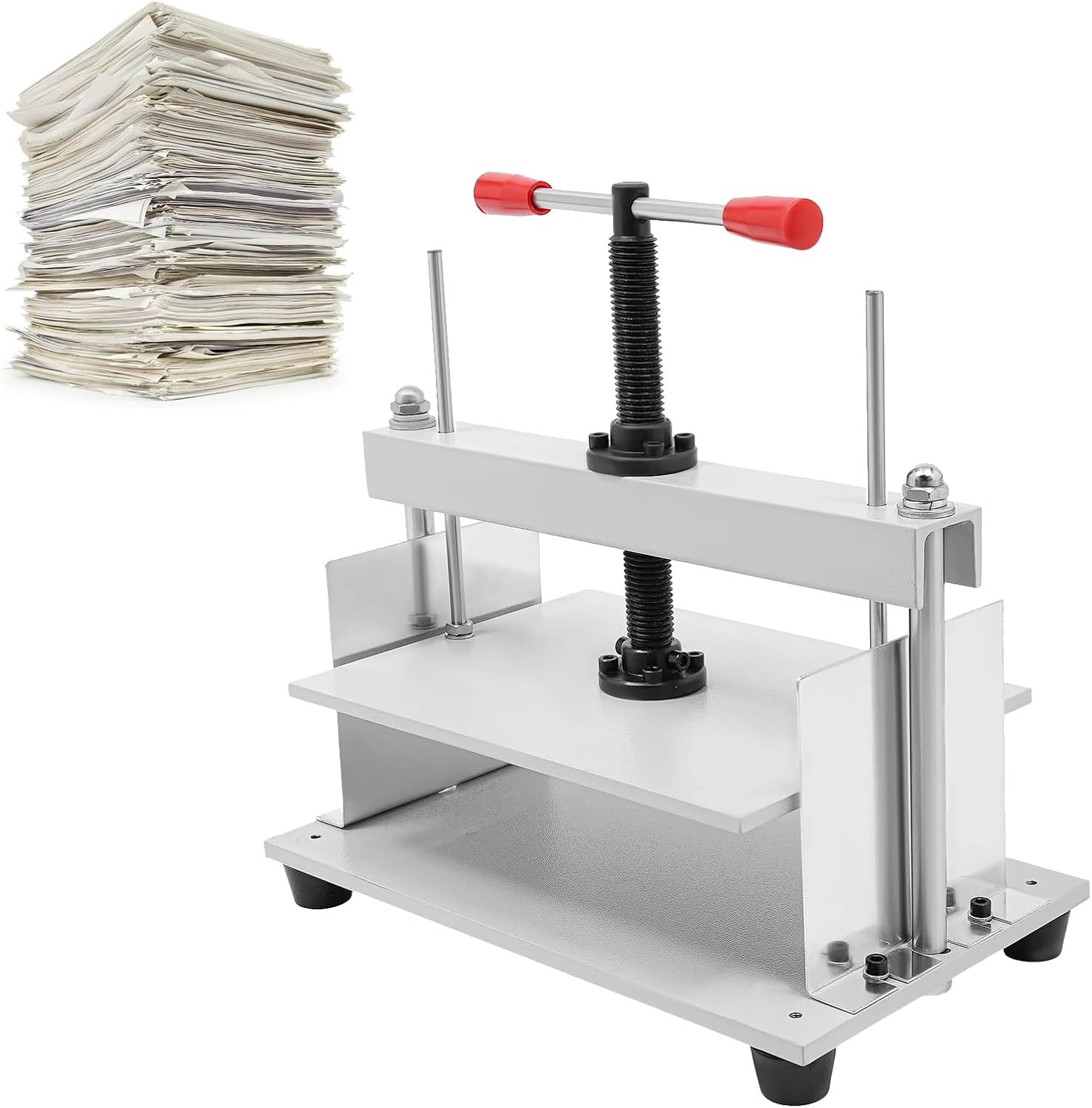 Manual Paper Press Machine, A4 Book Bookbinder with Balance Bars, Double Balance Bar Paper Press, Pressing Pressure 1T, for Documents, Banknotes, Books, Efficient Binding, Flattening