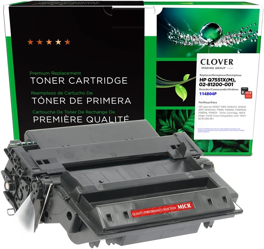 Clover Remanufactured MICR Toner Cartridge Replacement for HP Q7551X, Troy 02-81200-001 | Black | High Yield