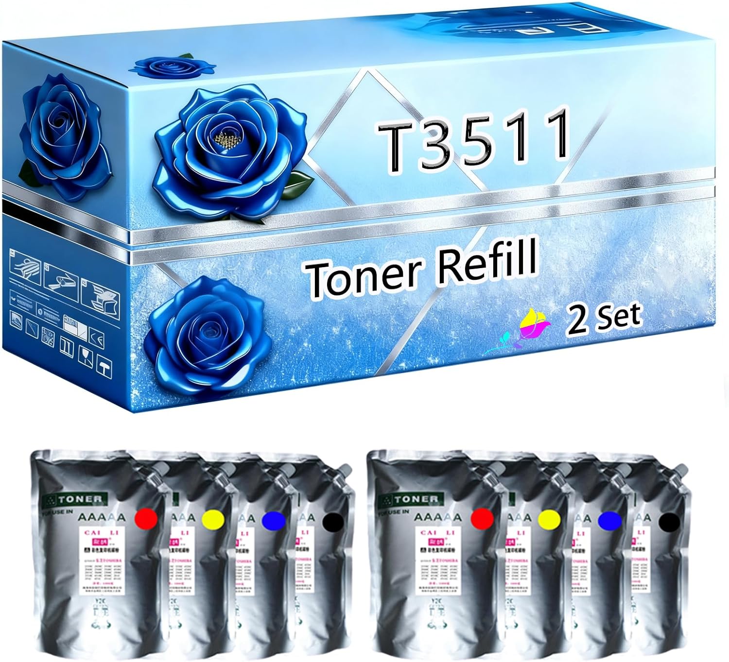 BIVOL Compatible Toner Refill Replacement for Toshiba T3511 High Yield 500g Pages e-Studio 3511 4511 Printers (2 Set)