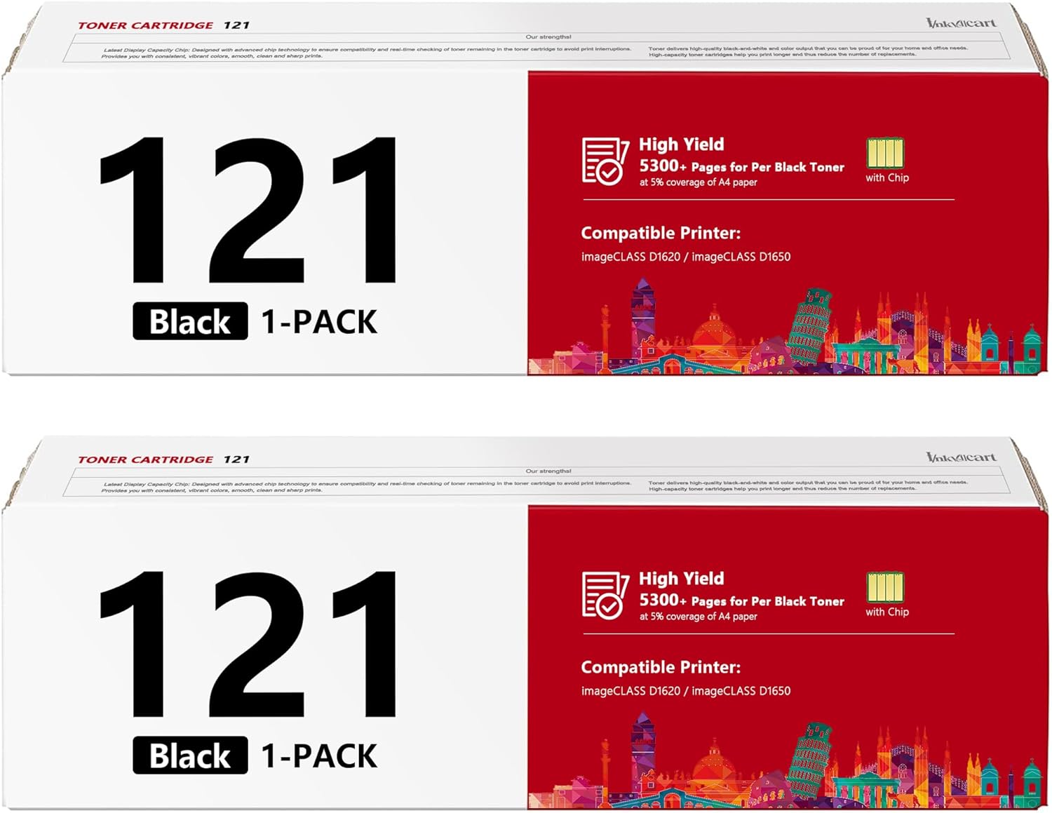 InkVellocart Compatible Toner Cartridge 121 CRG-121 CRG121 Replacement for Canon 121 Black Toner Cartridge Compatible with D1650 D1620 Printer 2-Pack