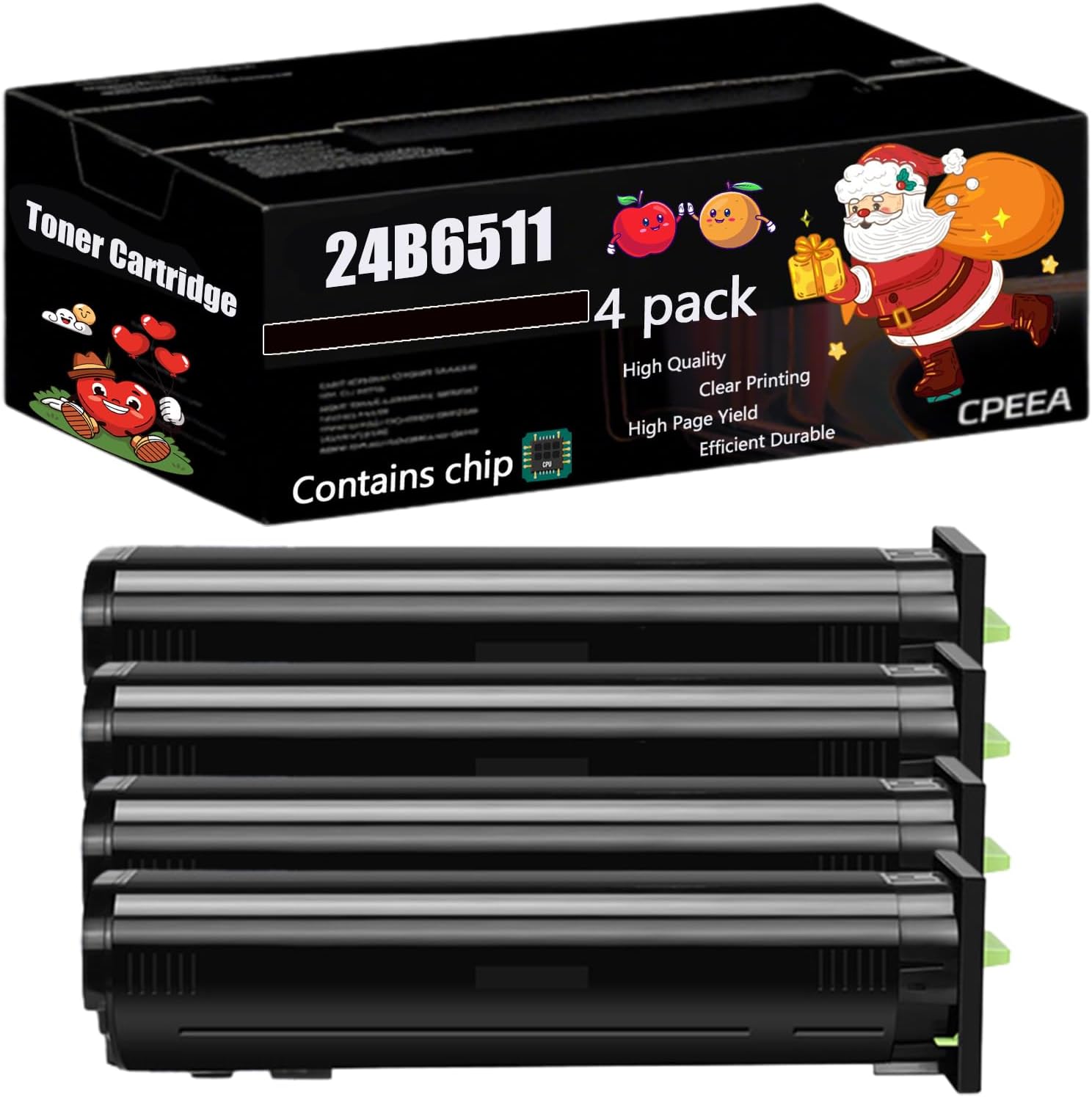 Compatible for Lexmark 24B6511 Toner Cartridge Work for Lexmark XC6152 XC6152de XC6152dtfe Printers, with Chip, High Yield 35000 Pages, Clear Printing (4 Pack Black)