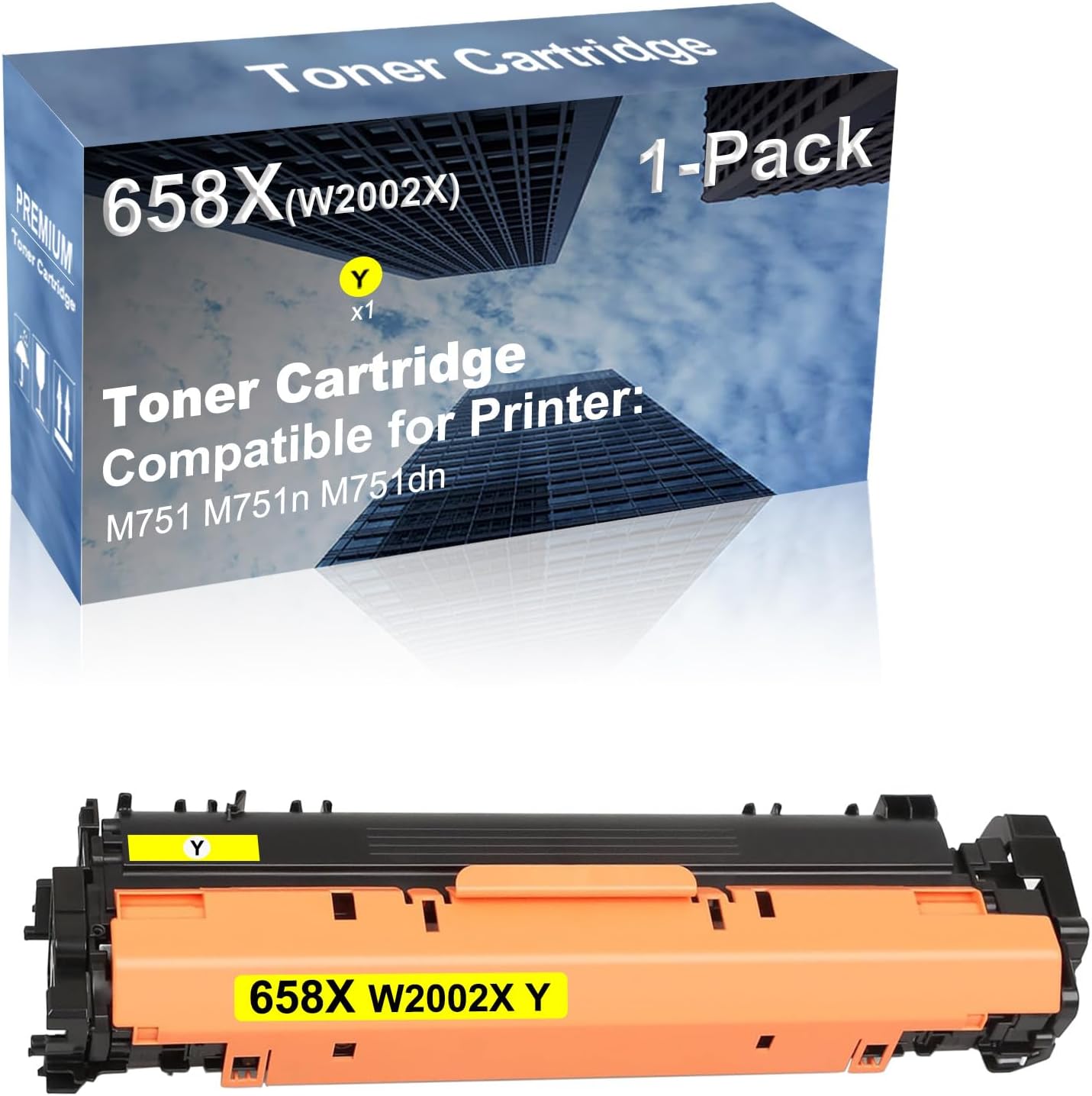 1-Pack (Yellow) Compatible High Capacity 658X (W2002X) Toner Cartridge Used for M751 M751n M751dn Printer