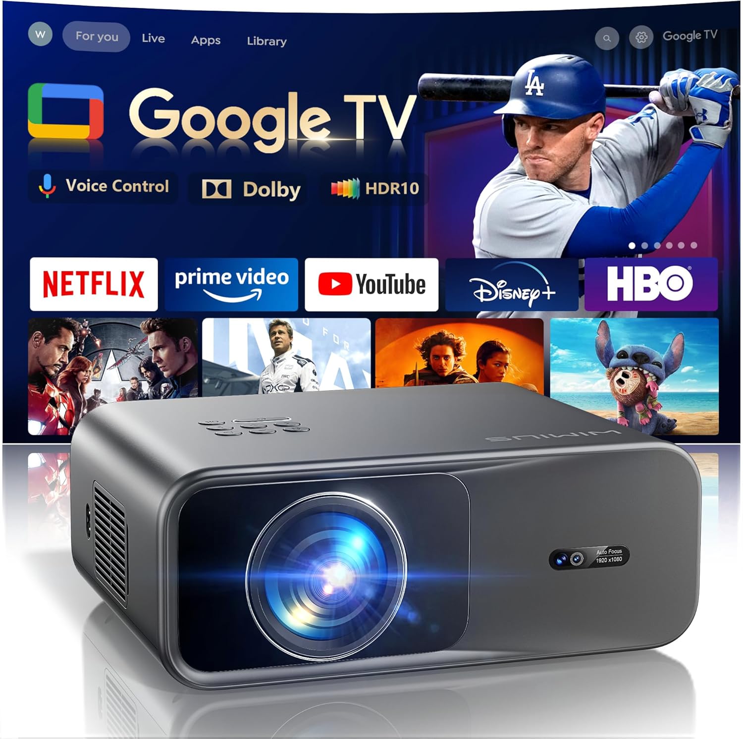 [Official Google TV]Smart Projector 4K Supported with WiFi & Bluetooth