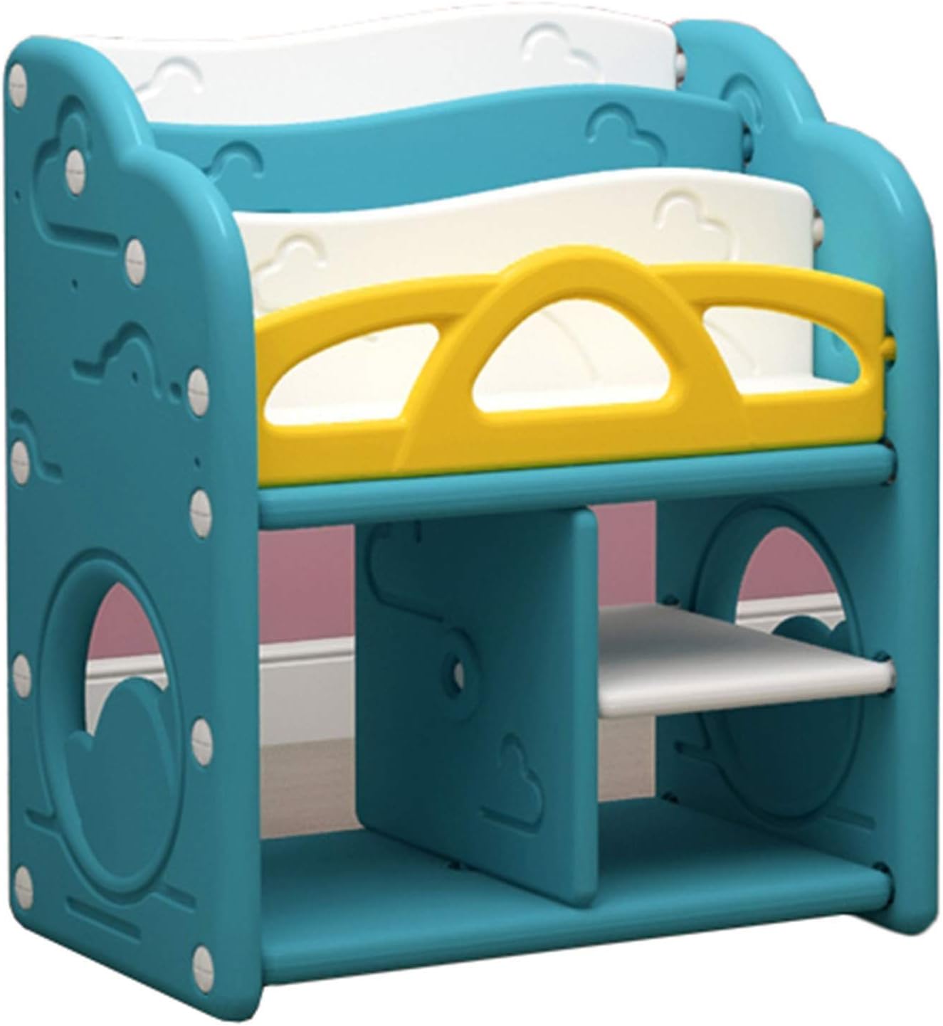 NLIAN- Childrens Bookshelf with Storage Home, Environmentally Friendly PE Material 6 Compartments Kids Bookshelf Unit Bookcase Floor-to-Ceiling Office Shelf (Color : Blue)