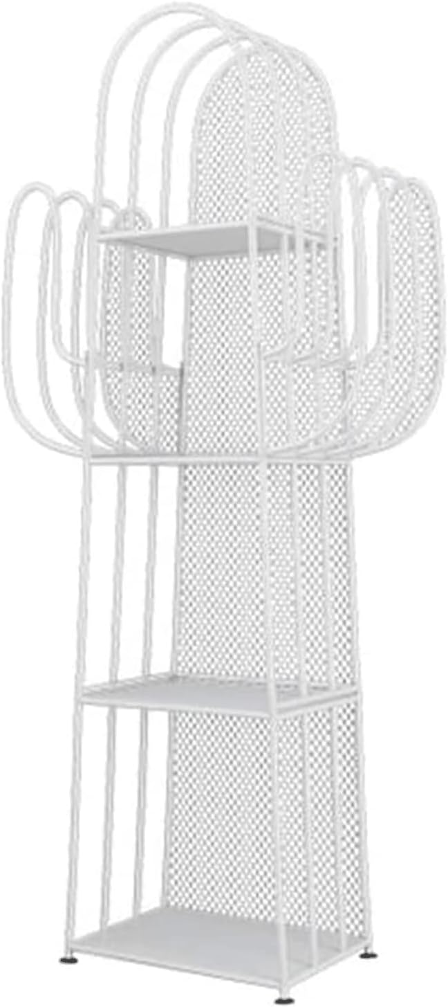 4 Tiers Bookshelf Iron Standing Bookcase Unique Cactus Shape Bookshelves for Home Office Display Book Rack