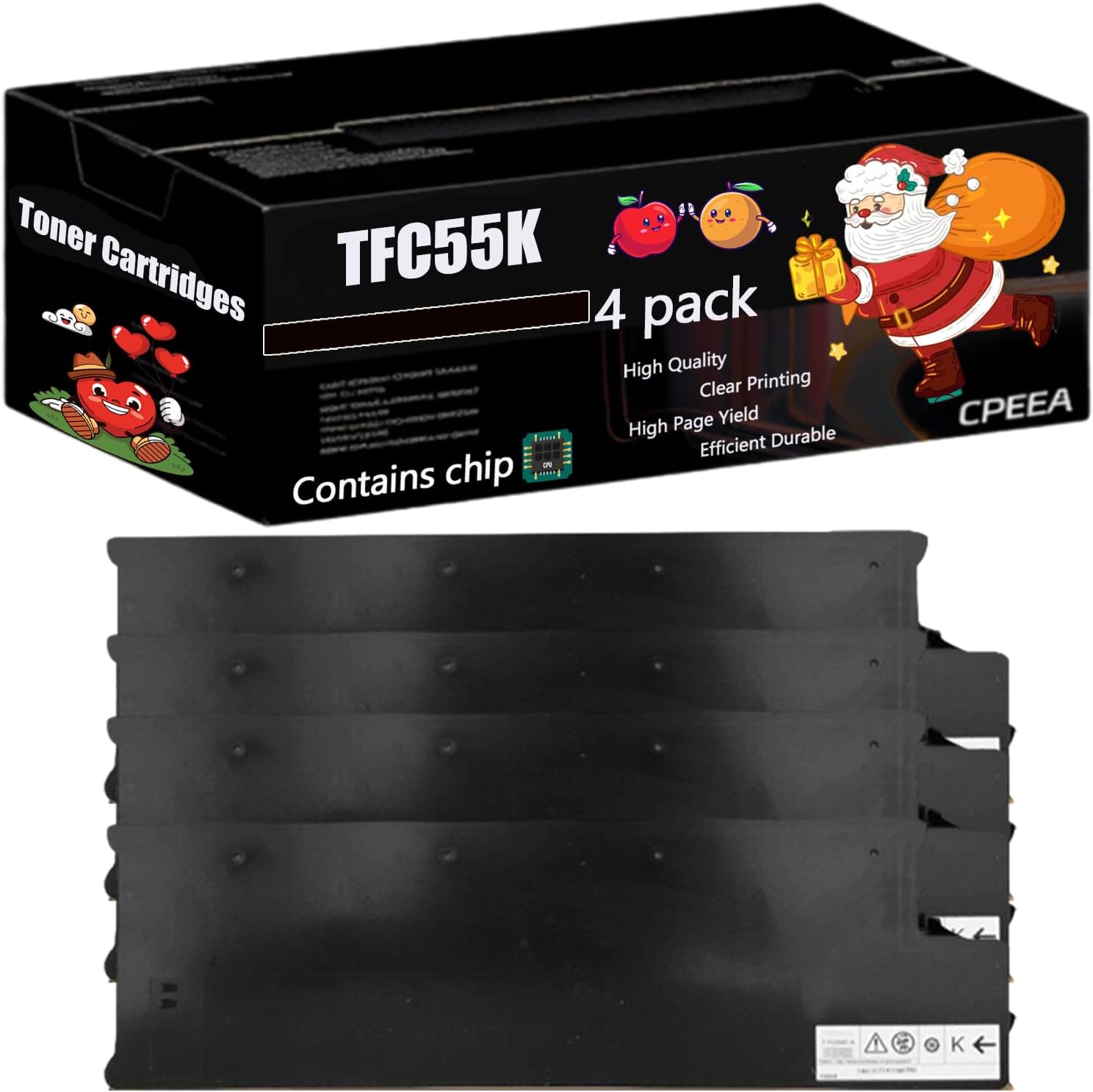 Compatible for Toshiba TFC55K Toner Cartridges Work for Toshiba E Studio 6520C 5520C 5520CT Printers, with Chip, High Yield 83000 Pages, Clear Printing (4 Pack Black)