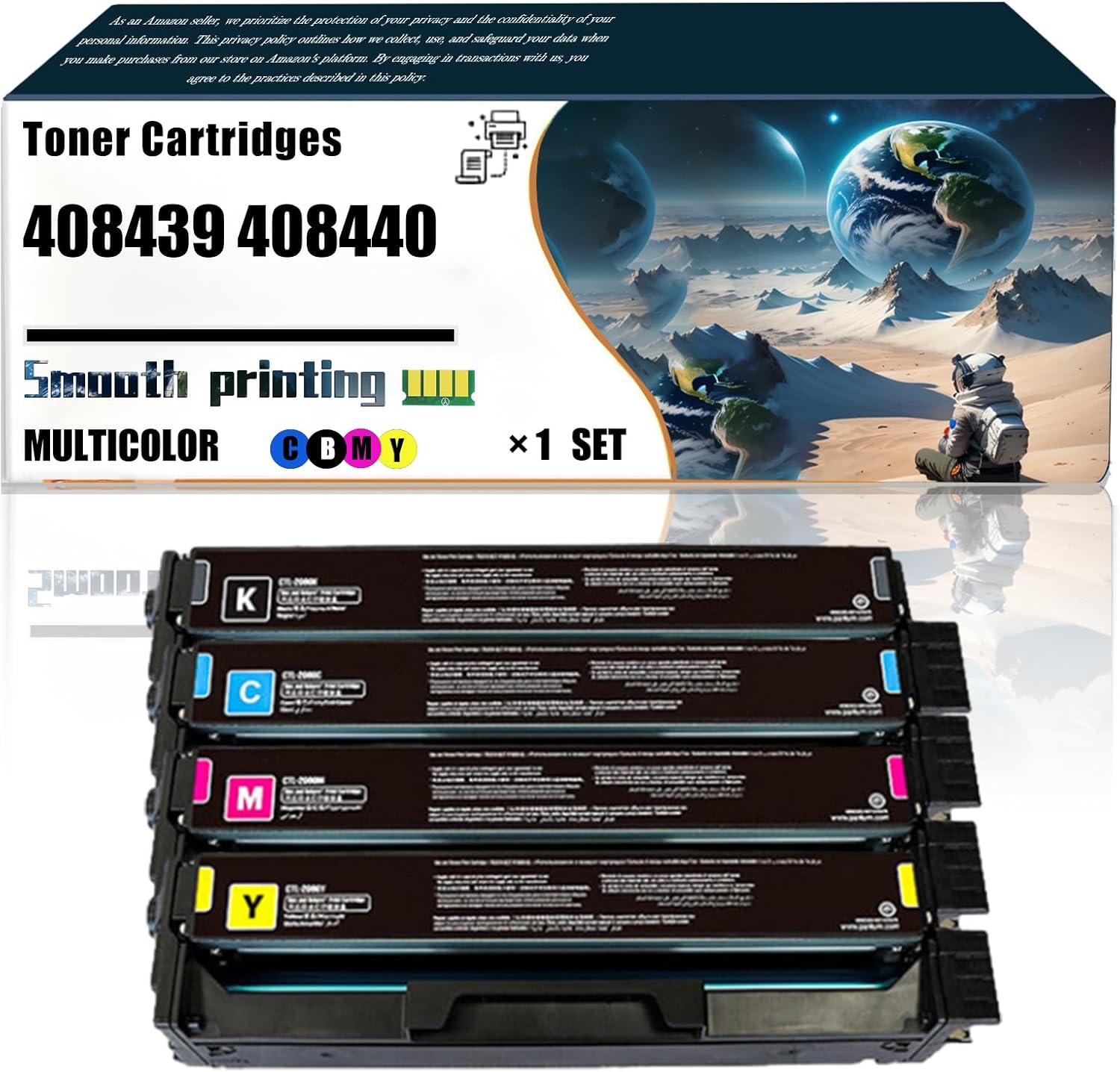 LSSF Replacement Parts Toner Cartridges 408439 408440 408441 408442 Compatible with Ricoh M C240FW Printers, Contains Chip and Clear Printing (4-Pack BK/C/M/Y)