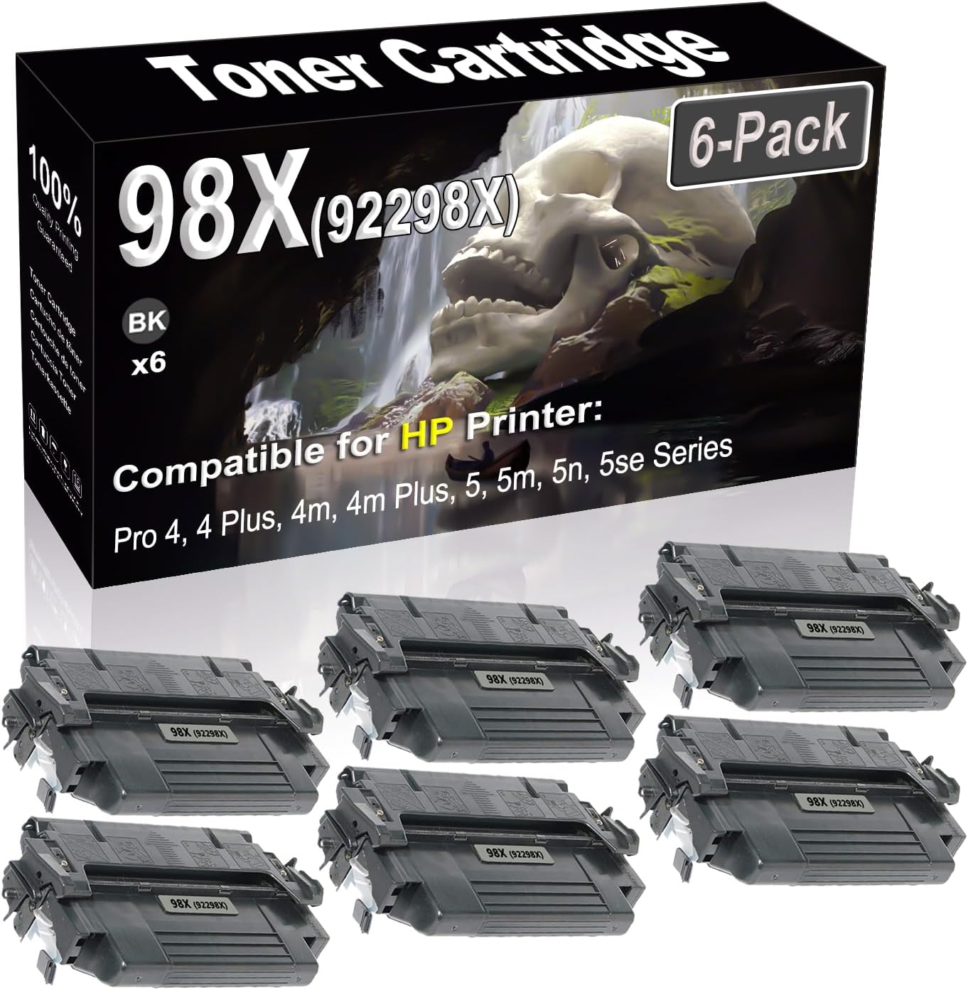 SINIYA 6-Pack (Black) Compatible High Yield 98X 92298X Laser Printer Toner Cartridge use for Pro 4, 4 Plus, 4m, 4m Plus, 5, 5m, 5n, 5se Printer