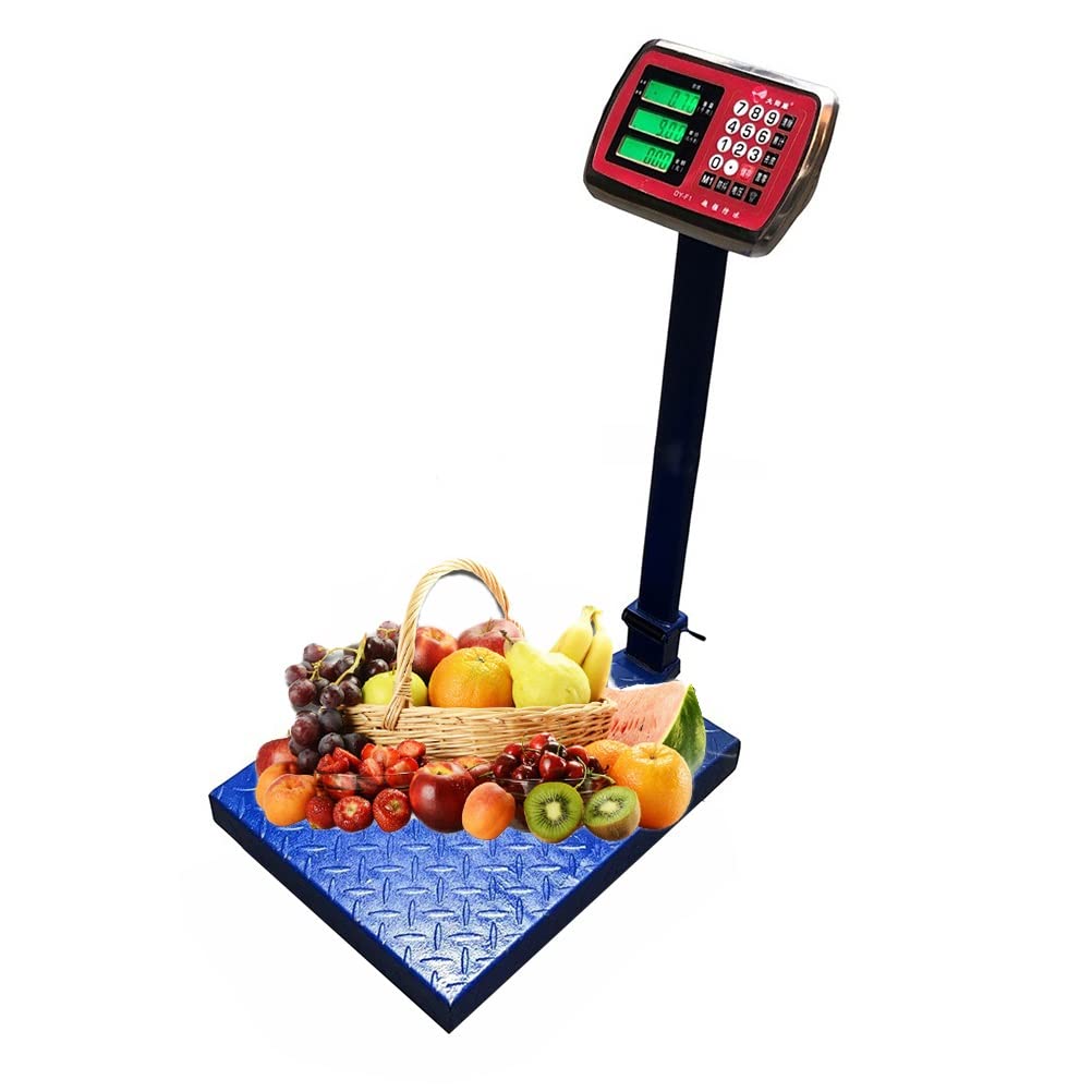 Foldable Scale Weight Electronic Platform High-Definition LCD Display Digital Floor for Luggage Shipping Package Computing Postal Shop Weighing (Color : Blue, Size : 300kg/100g) (Blue 300kg/100g)