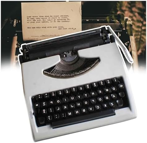 Vintage Portable Typewriter, Manual Writing Machine with Red Black Ribbon, No Power Required, Ideal for Letters, Notes, Creative Writers, Literary Enthusiasts (White)