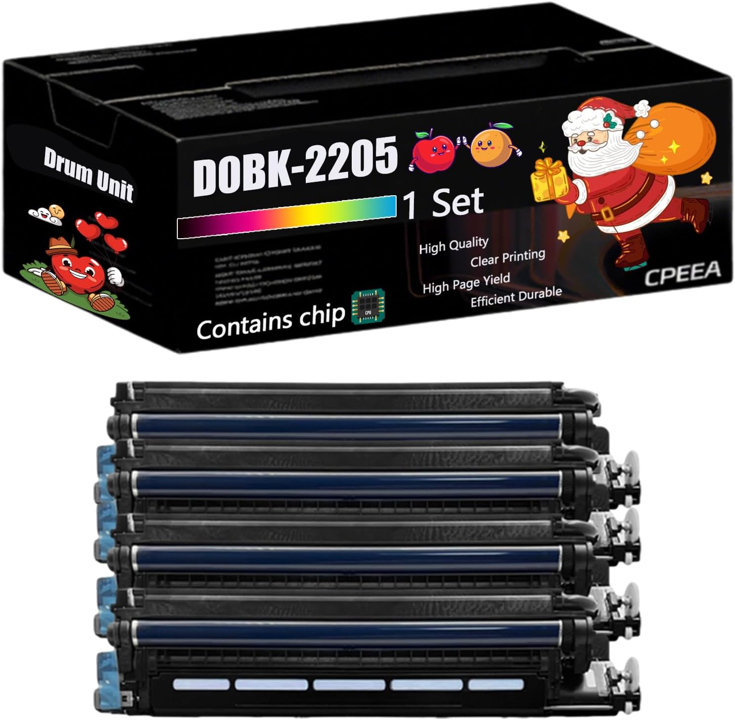 Compatible for Ricoh D0BK-2205 Drum Unit Work for Ricoh IM C2000 C2500 Printers, with Chip, High Yield 90000 Pages, Clear Printing (4-Pack BK/C/M/Y)