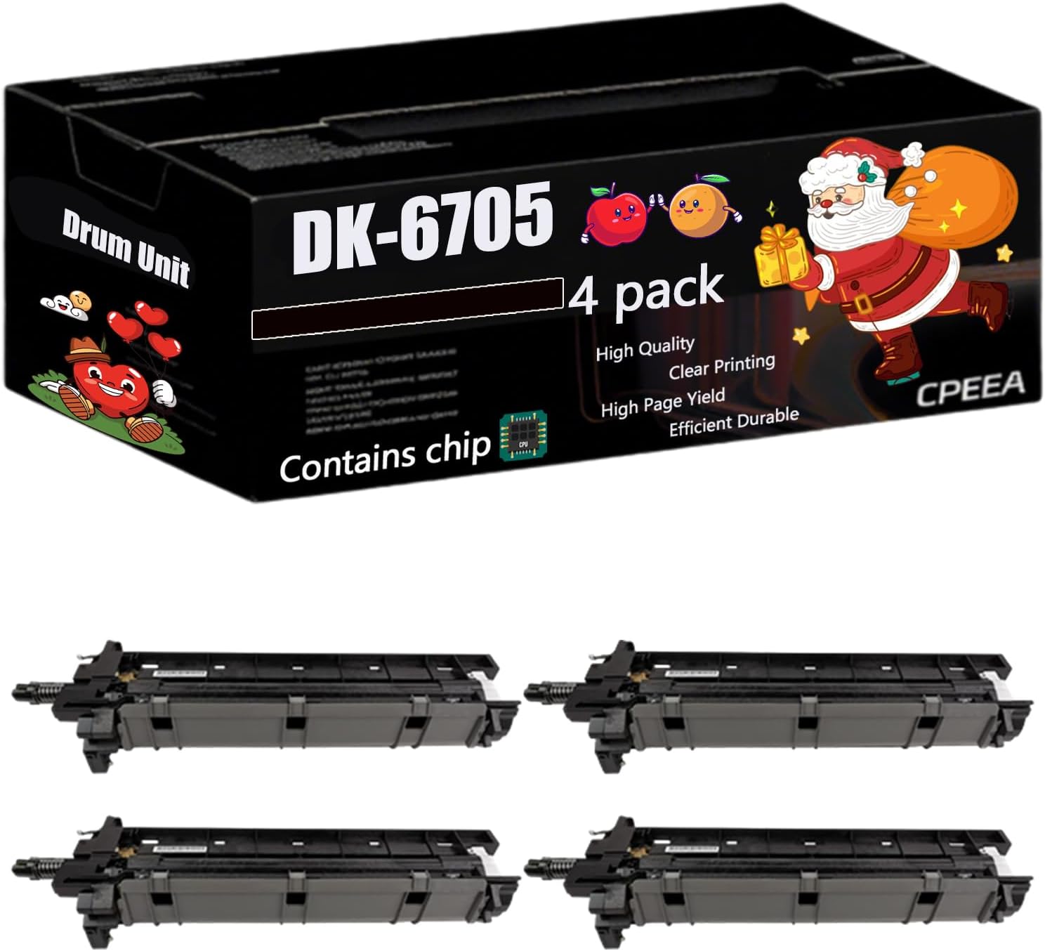 Compatible for Kyocera DK-6705 Drum Unit Work for Kyocera TASKalfa 6500i 8000i Printers, with Chip, High Yield 500000 Pages, Clear Printing (4 Pack Black)
