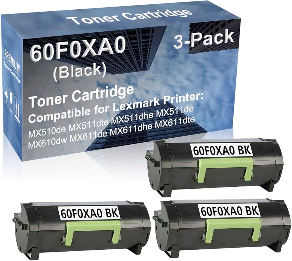 3-Pack Compatible High Yield MX611dhe MX611dte Printer Cartridge Replacement for 60F0XA0 Toner Cartridge (Black)