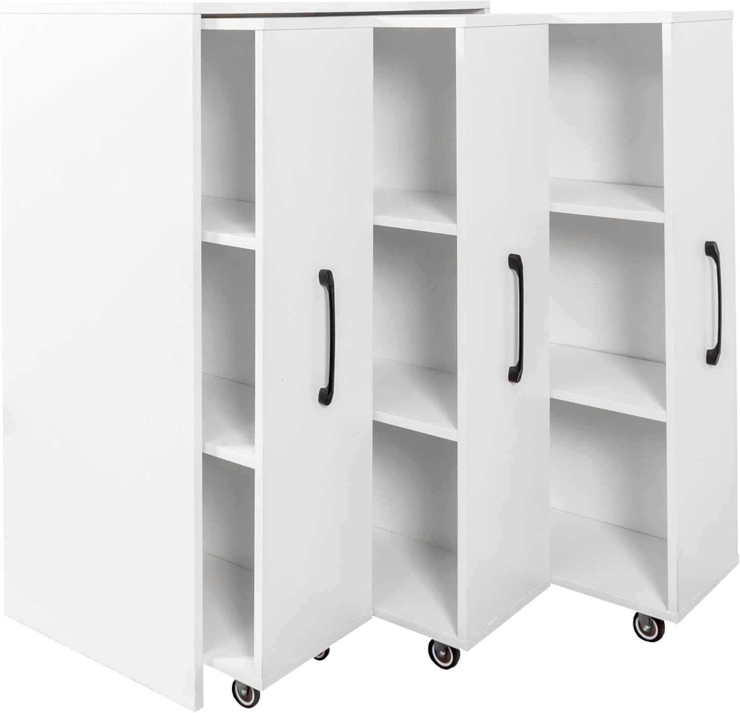 BKNROIHB Bookcase with Three Pulled Out Doors Shelving Cabinet