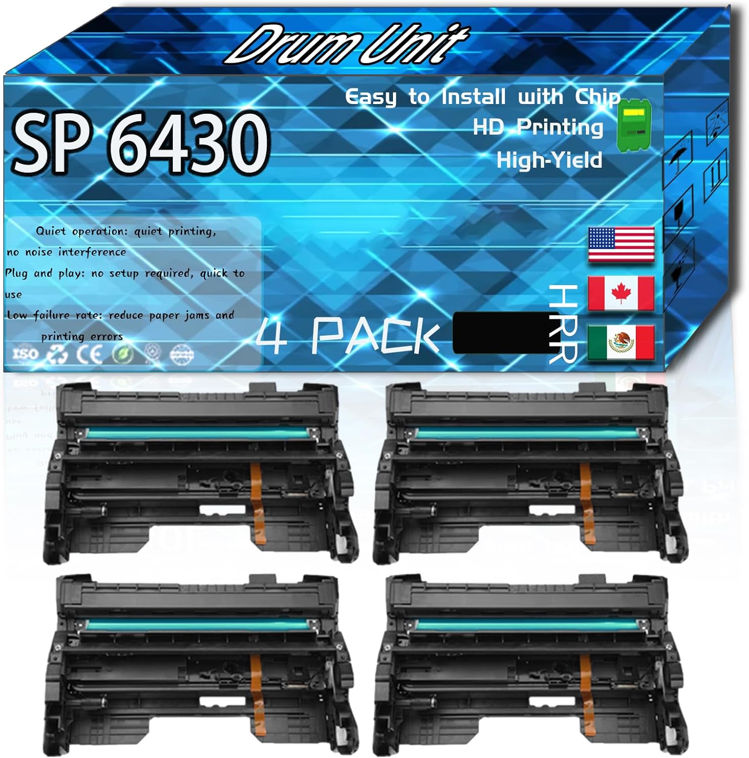 CEECN Compatible for Ricoh SP 6430 Replacement Drum Unit Used with SP 6430DN Printers, High Production Multiple Options (4 Pack Black)