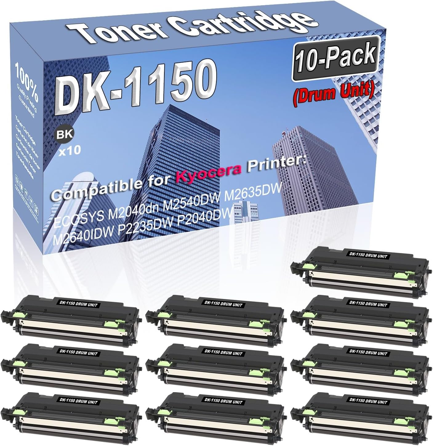 Credibility Store 10-Pack (Black) Compatible High Capacity DK-1150 DK1150 (302RV93140) Drum Unit Used for Kyocera ECOSYS M2040dn M2540DW M2635DW M2640IDW P2235DW P2040DW Printer