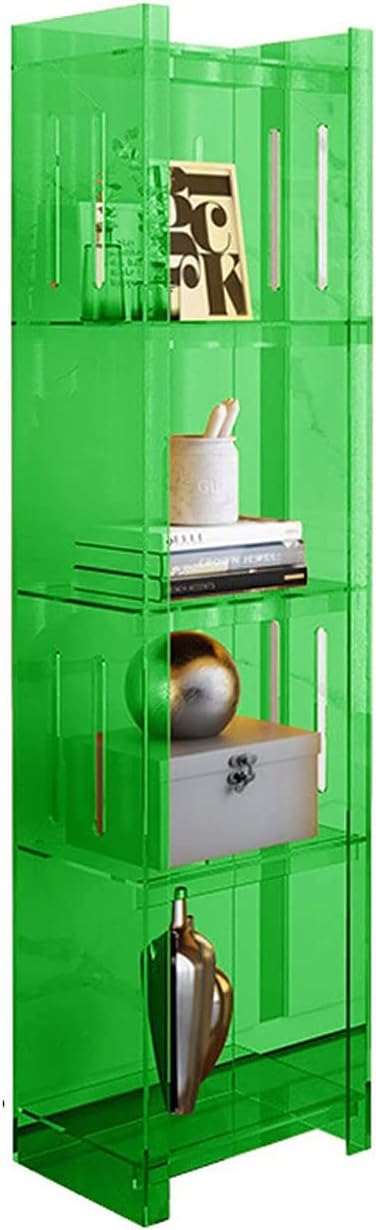 Clear Acrylic Narrow Bookcase 2 Tier/3 Tier/4 Tier Skinny Open Bookshelf Modern Display Storage Organizer for Living Room