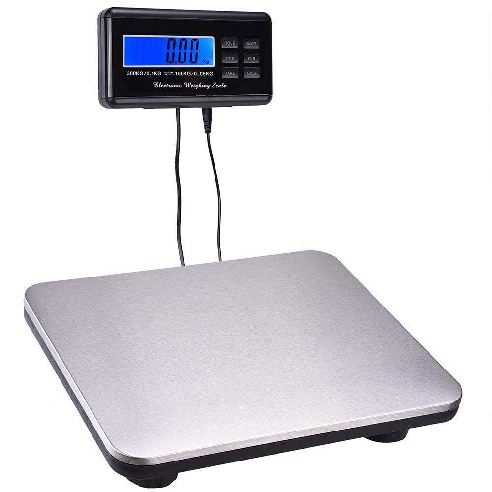 660lbs Digital Electronic Scale LCD Postal Scale Platform 300kg Capacity Stainless Steel Platform Scale and AC Adapter