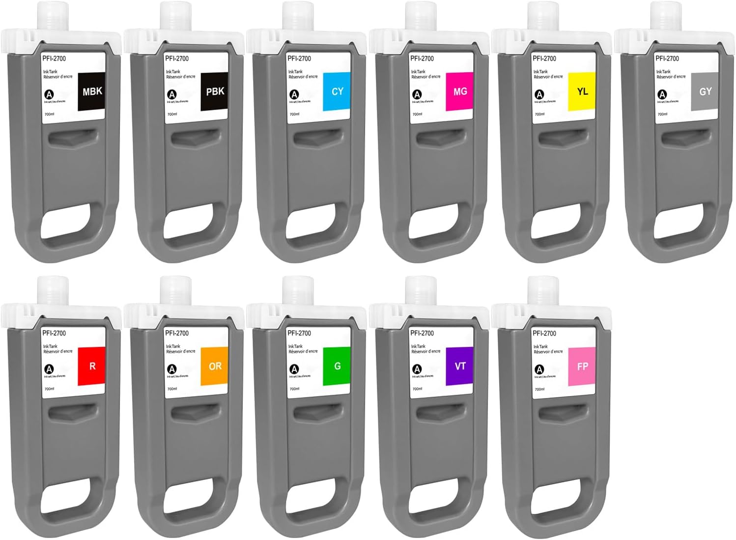 SUPERYILED PFI-2700 Ink Tank Replacement for Canon PFI-2700 Compatible with Canon ImagePROGRAF PRO-2600 PRO-4600 PRO-6600 GP-2000 GP-4000 GP-4600S GP-6600s Printers, 11-Pack, 700ml Each