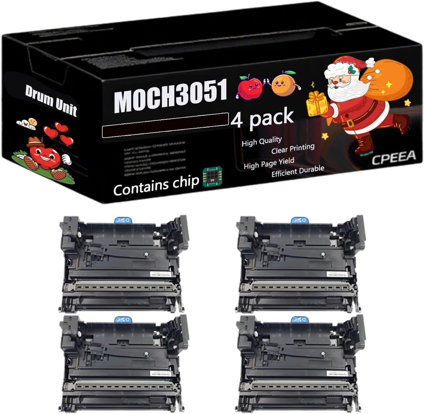 Compatible for Ricoh M0CH3051 Drum Unit Work for Ricoh IM 550F 600SRF Printers, with Chip, High Yield 600000 Pages, Clear Printing (4 Pack Black)