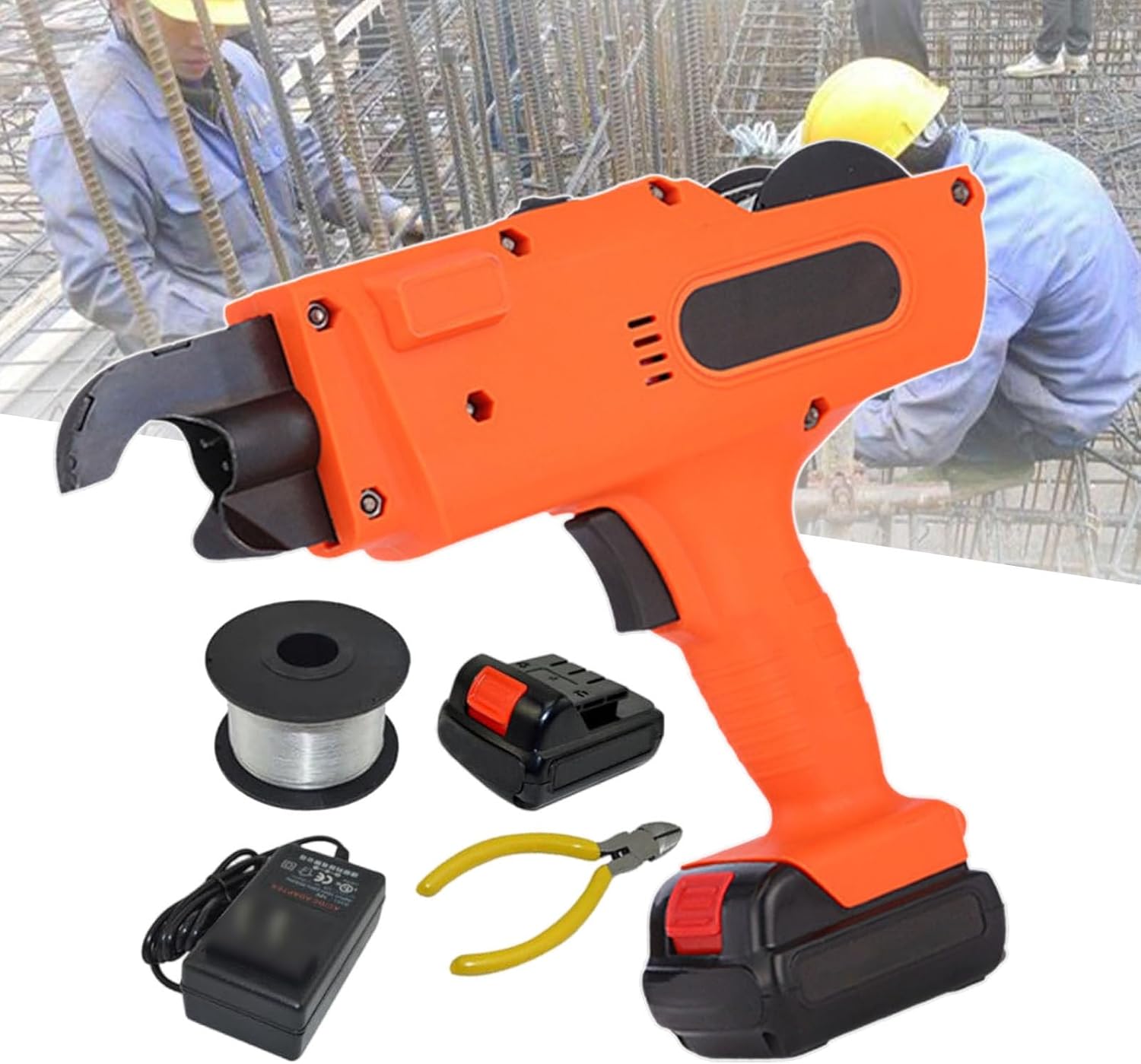 pealiritansemen Automatic Rebar Tying Machine, Handheld Rebar Tying Kit, 6-34 Mm Electric Binding Machine for Construction Site, 0.8 S/Knot, with 1 Reel of Wire, for Building Site/Fence Strapping,B