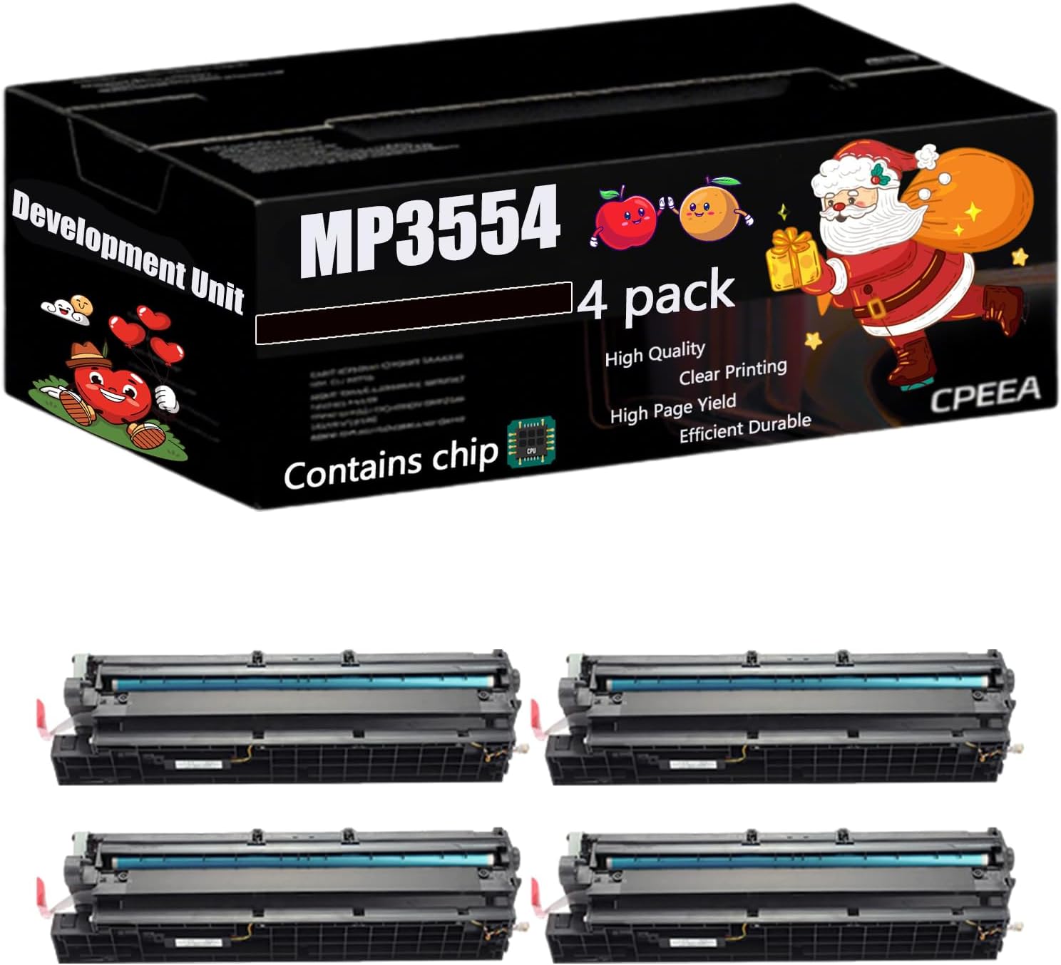 Compatible for Ricoh MP3554 Development Unit Work for Ricoh MP 3054SP MP 3554SP MP 4054SP MP 5054SP MP 6054SP MP 2554SP Printers, with Chip, High Yield 220000 Pages, Clear Printing (4 Pack Black)