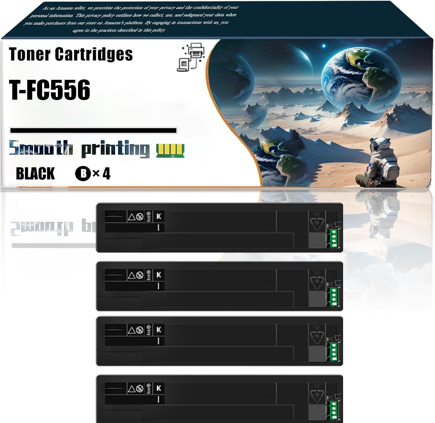 LSSF Replacement Parts Toner Cartridges T-FC556 Compatible with Toshiba E Studio 5506AC 5506ACT 6506AC 6506ACT 7506AC 7506ACT Printers, Contains Chip and Clear Printing (4 Pack Black)