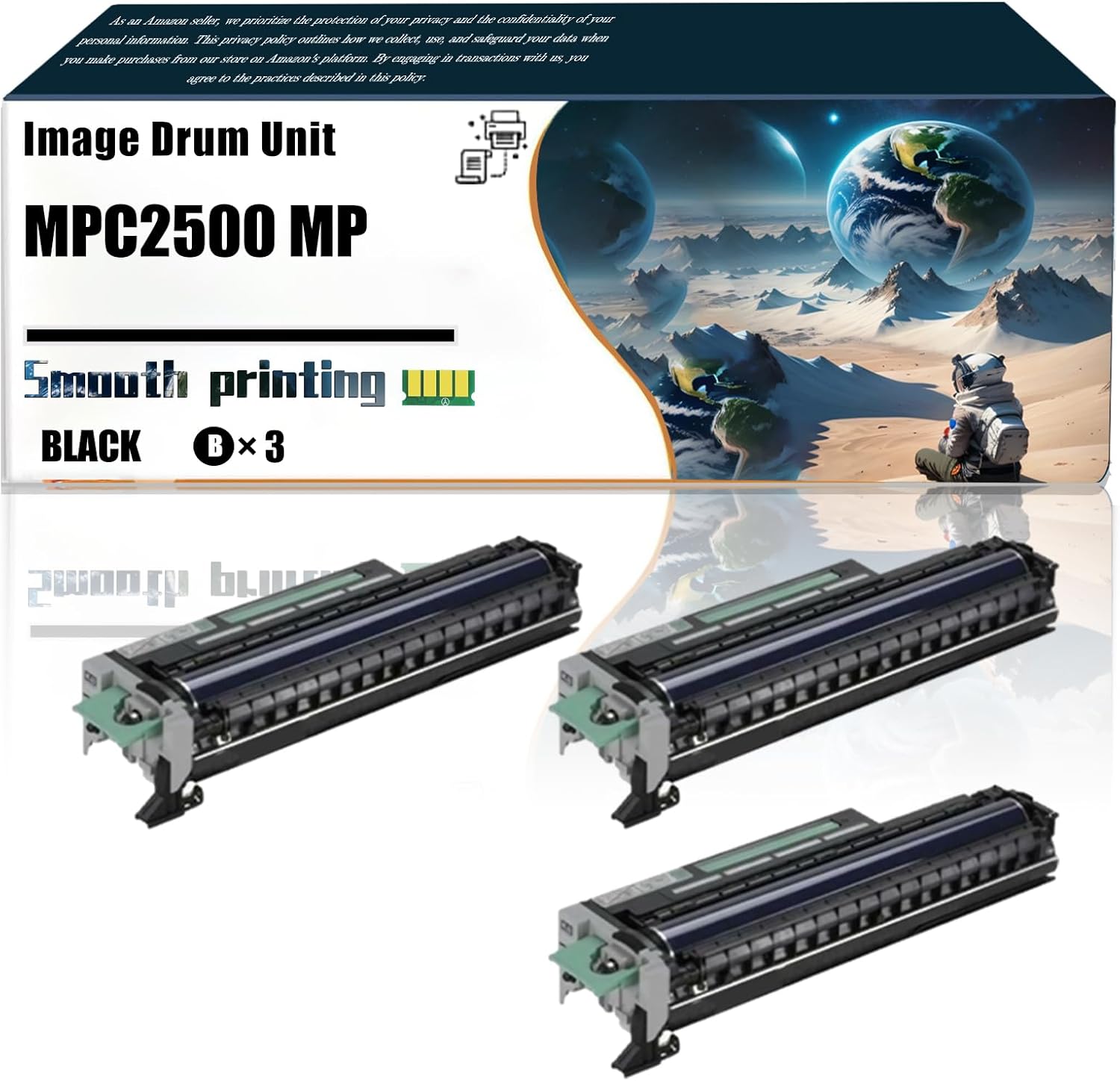 LSSF Replacement Parts Image Drum Unit MPC2500 MP C2500 Compatible with Ricoh Aficio MP C2000 C2500 C3000 C3500 C4500 Printers, Contains Chip and Clear Printing (3 Pack Black)