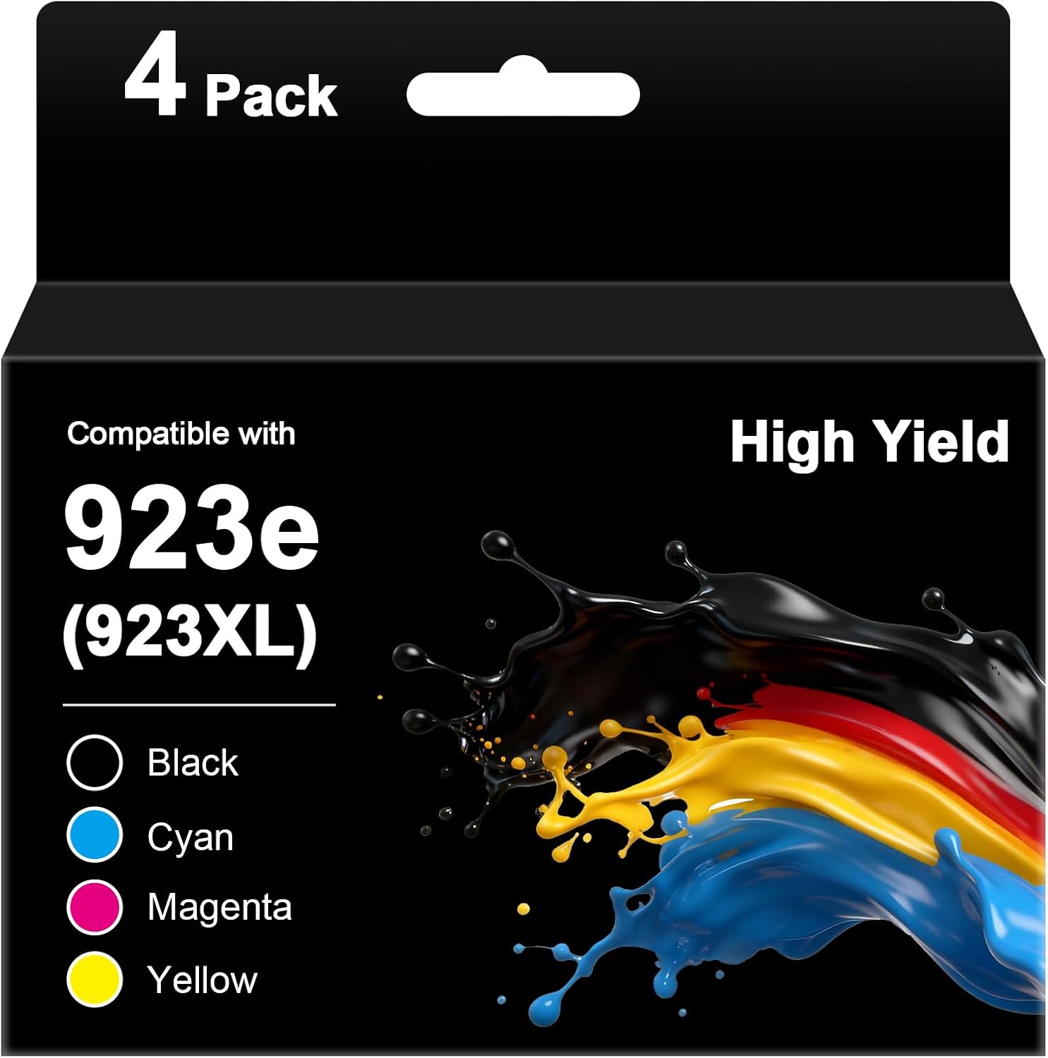 923e 923XL 923 Ink Cartridges for HP Printers 8125e 8139e 8135e Replacement for HP 923 Ink Cartridges for Office Jet Pro 8125 8135 8139 8138 8120 8122 8124 8130 8132 8134, HP923e with Chip 4 Pack