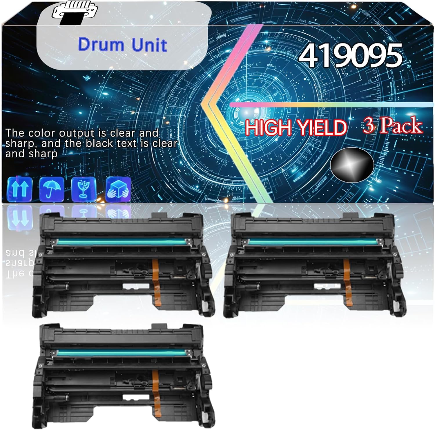 CEECN 419095 Compatible for Ricoh IM 350F IM 430F IM 430Fb P 501 P 502 Printers, Replacement Drum Unit High Yield Printer Accessories (3 Pack Black)