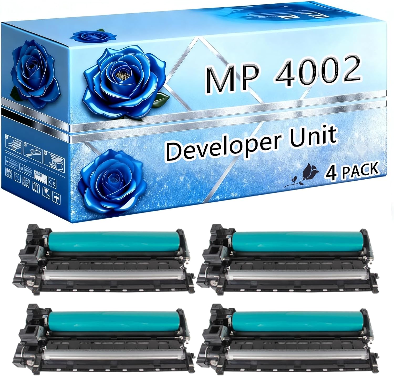 BIVOL Compatible Developer Unit Replacement for Ricoh MP 4002 High Yield 250000 Pages Aficio MP 4000 4000B 4002SP 5000 5000B 5001 5002 5002SP Printers (4 Pack Black)