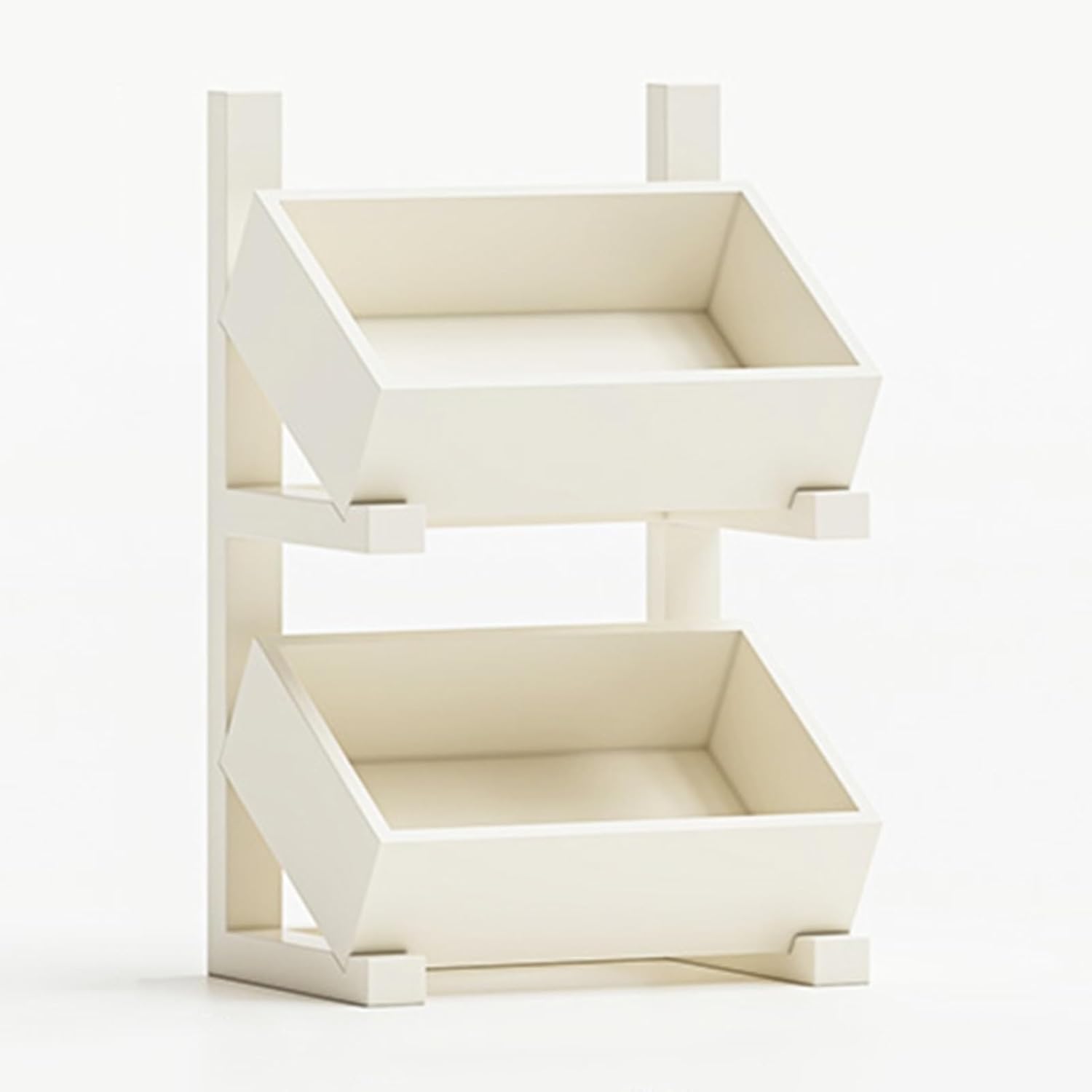 YVYKFZD Wooden Bookshelf, Floor Standing Bookcase, Open Display Storage Rack, Creative Corner Book Shelf Organizer Flower Stand Space Saver, for Living Room, Kitchen, Study(White,2-Tier 13.7