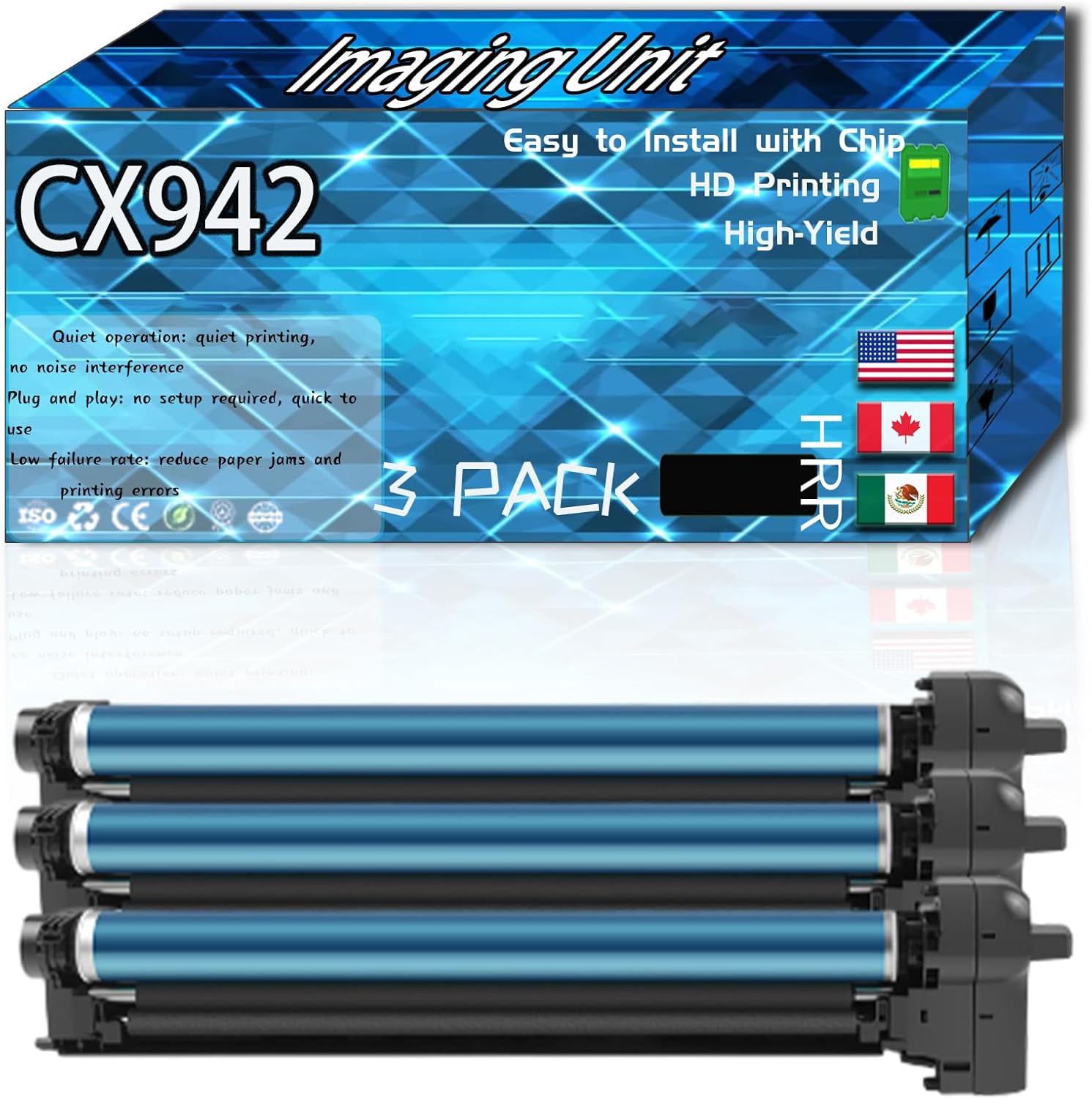 CX942 Imaging Unit Compatible for Lexmark CX944adxse XC9445 XC9455 XC9465 CX944adtse Printers, High Production Replacement (3 Pack Black)