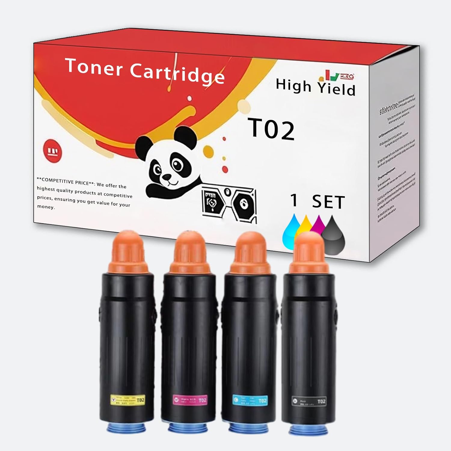 T02 Toner Cartridge Compatible for Canon 8529B001 8530B001 8531B001 8532B001 imagePRESS C10000VP C10010VP C8000VP C9010VP Printer,Easy Installation Good Partner at Work (Multicolor)