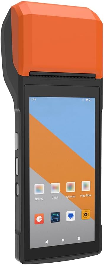 Docooler Intelligent Mobile Handheld PDA Terminal Receipt Printer, 5.5 Inch High-Resolution Touch Screen, Wireless Rechargeable Integrated POS Receipt Printer, Barcode Scanner - Orange