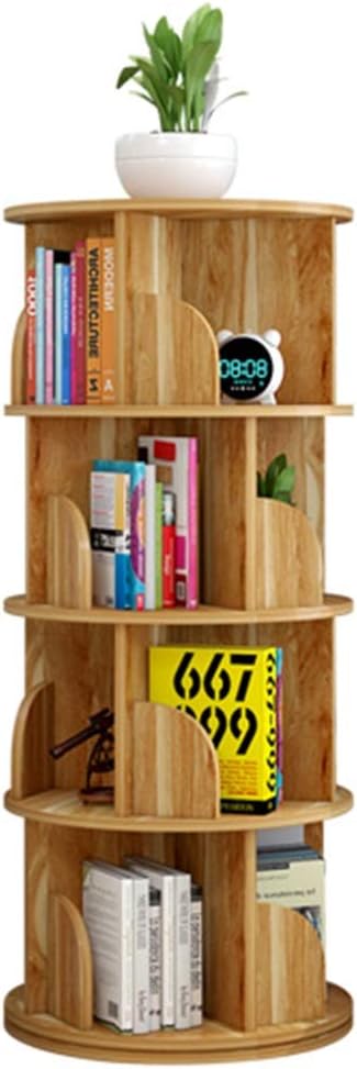 Bookcases 360° Rotating Bookshelf Children's Picture Book Stand Floor Shelf Corner Save Space (Brown 40 * 129cm)