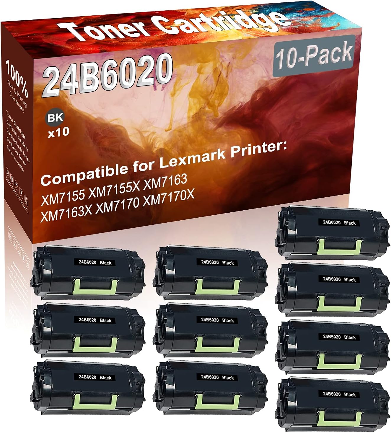 Credibility Store 10-Pack (Black) Compatible High Yield 24B6020 Printer Cartridge use for XM7155 XM7155X XM7163 XM7163X XM7170 XM7170X Printer