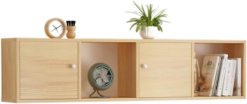 HEXEH Shelf Bookcase Bookshelf with Door Wall Shelf Wall Cabinet Wall-Mounted Wall Storage Decoration Living Room Bedroom Partition Bookcase Bookcase Storage Shelves (Color : B, Size : L)