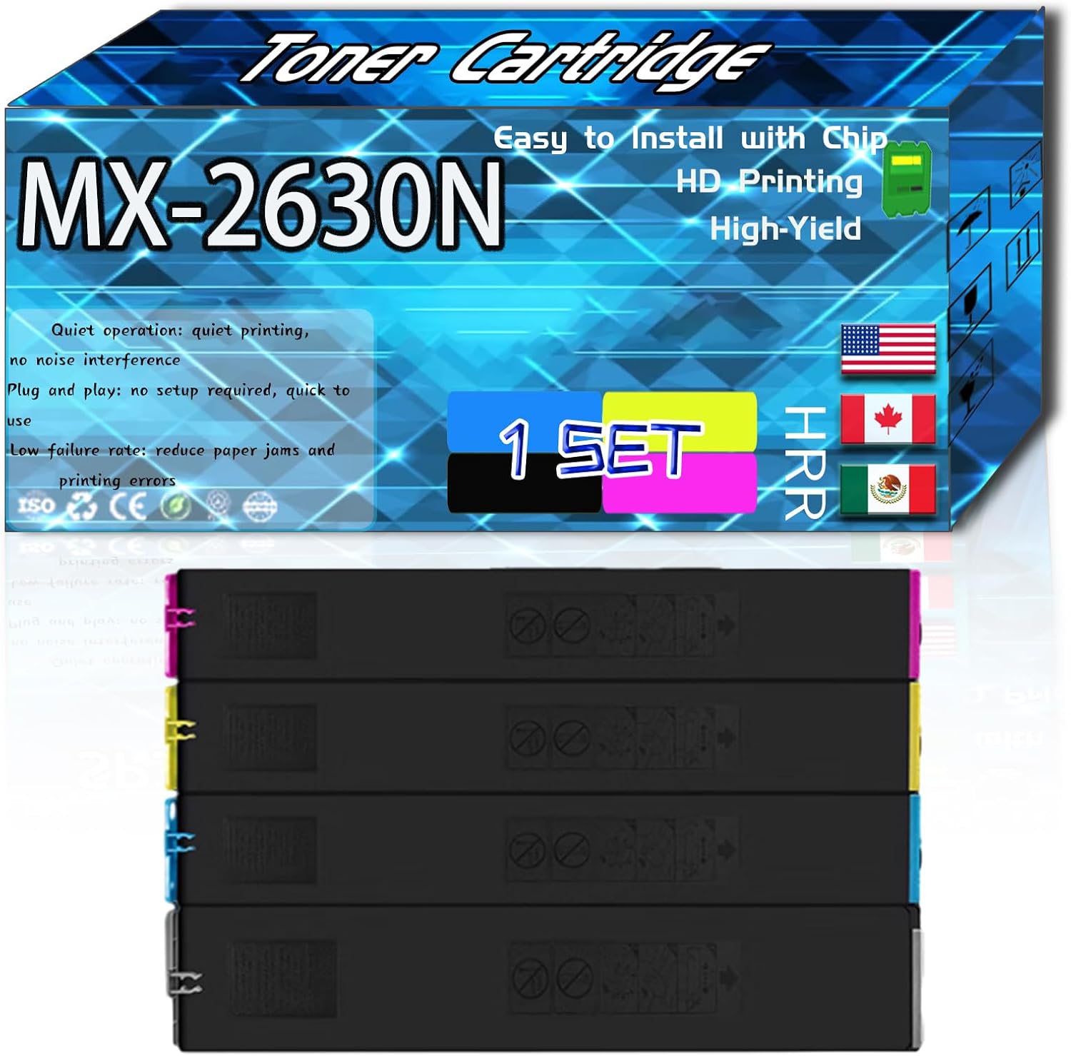 CEECN Compatible for Sharp MX-2630N Replacement Toner Cartridge Used with MX-3571 MX-4050N MX-4050V MX-4051 MX-4070N MX-4070V Printers, High Production Multiple Options (4-Pack BK/C/M/Y)