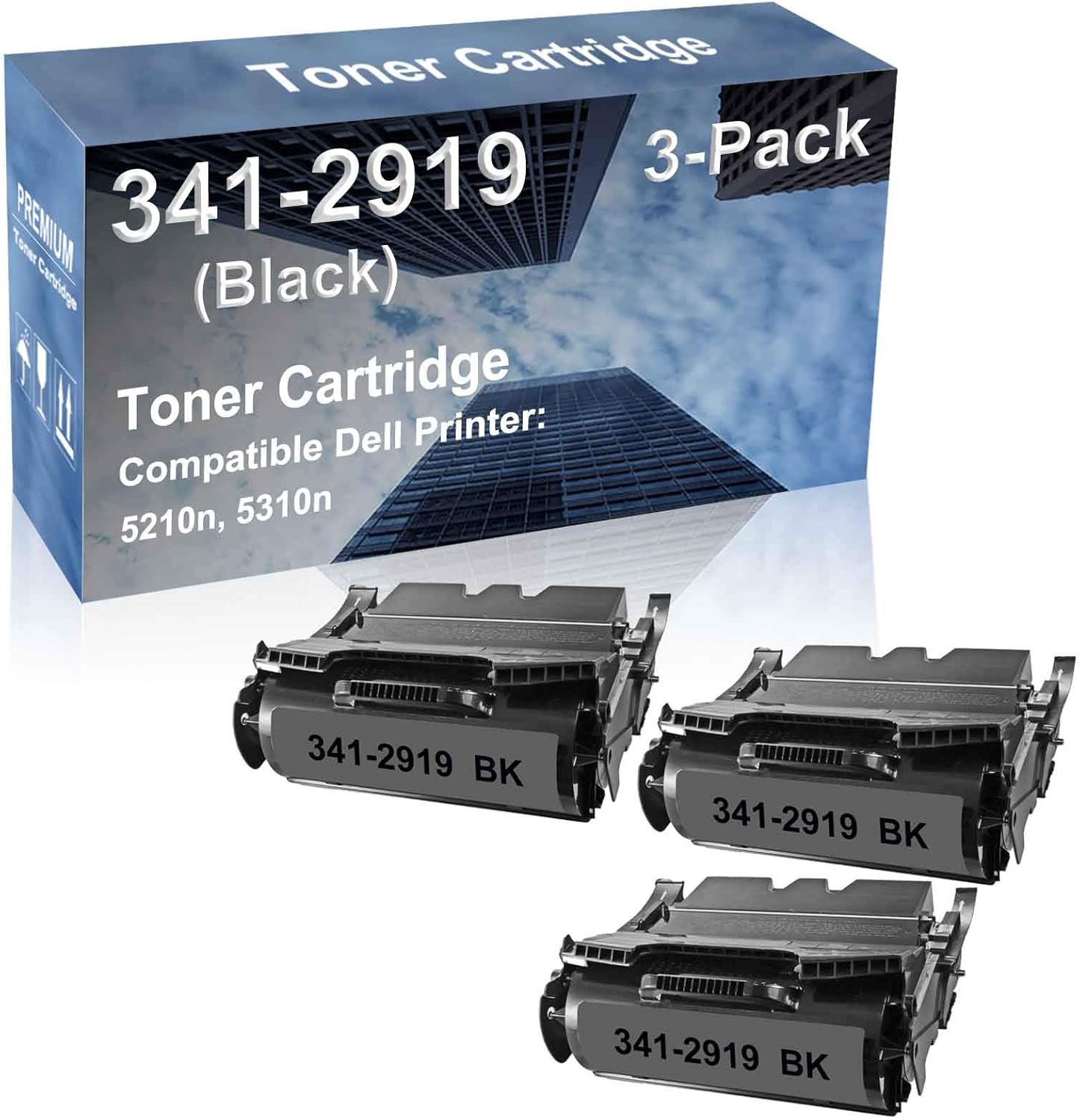 3-Pack Compatible High Capacity 341-2919 (UG219) Toner Cartridge use for Dell 5210n, 5310n Printer (Black)