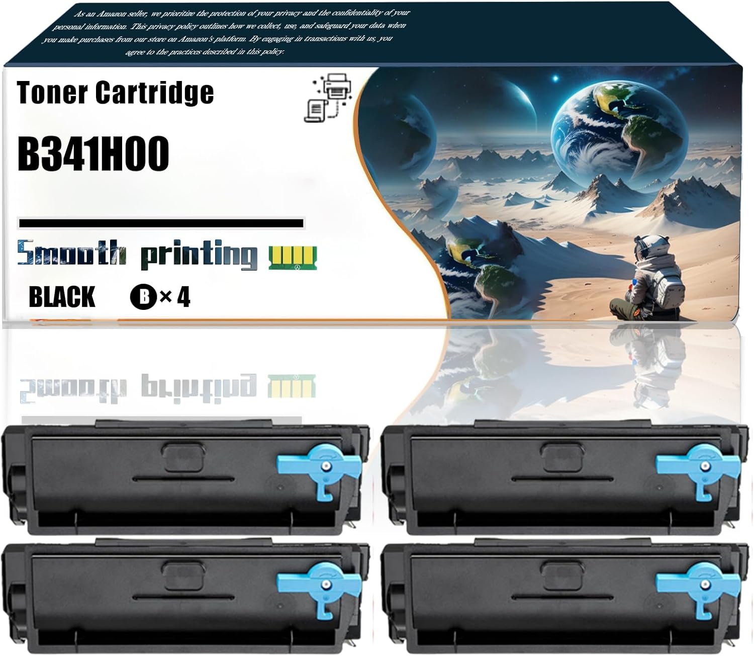 Replacement Parts Toner Cartridge B341H00 Compatible with Lexmark B3340 B3442 MB3442 Printers, Contains Chip and Clear Printing (4 Pack Black)