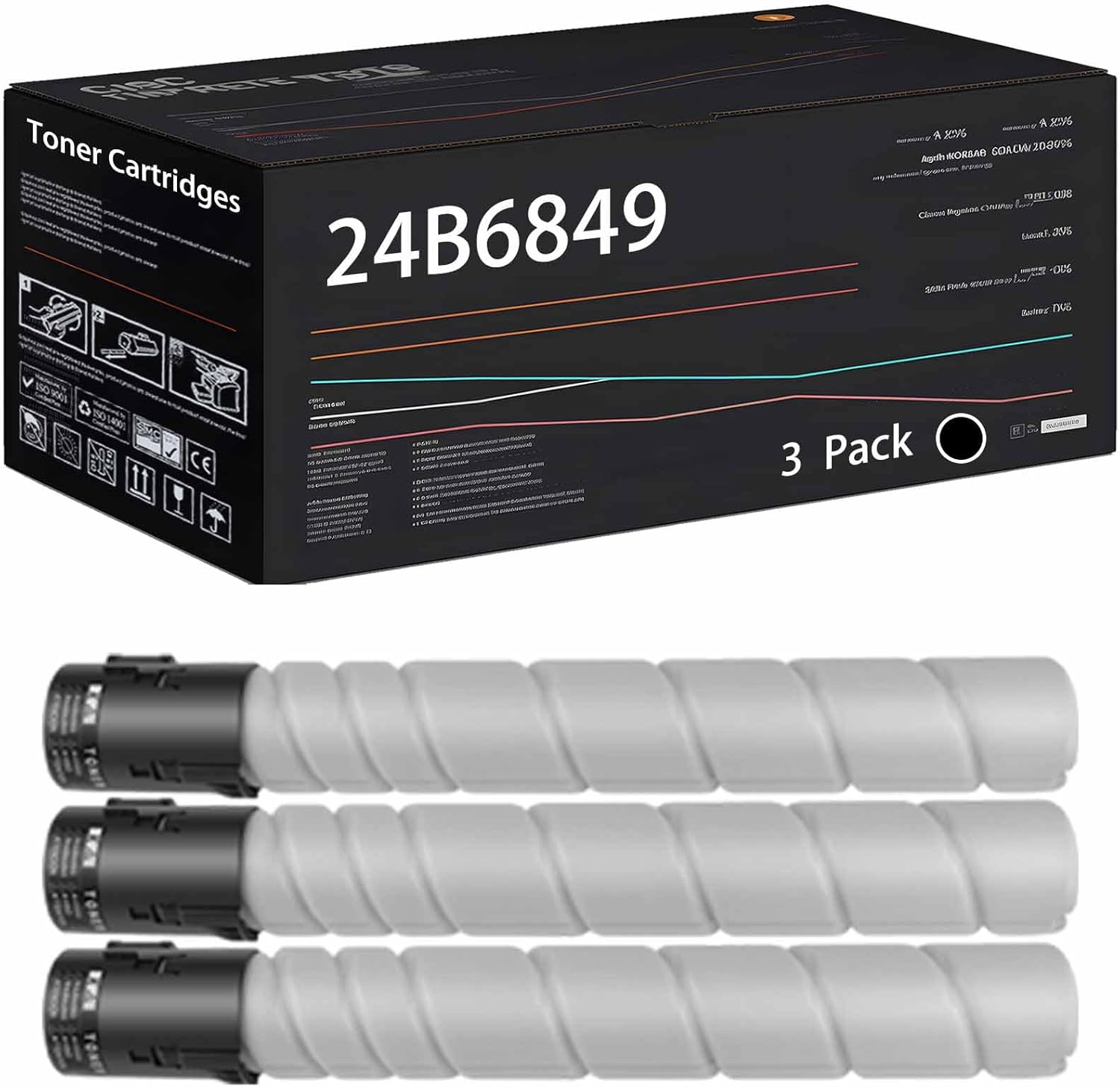 24B6849 24B6846 24B6847 24B6848 Toner Cartridges Compatible with Lexmark XC9225 XC9235 XC9245 XC9255 XC9265 Printers, High Yield 31000 Pages (3 Pack Black)