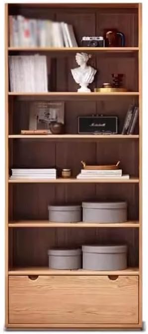 thalo Bookcases Solid Wood Bookshelf Simple Oak Floor-Standing Bookcase Storage Rack Living Room Home Storage Cabinet Bookshelves Organizer