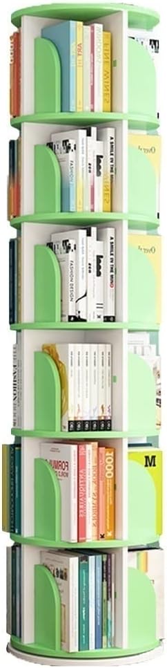Revolving Bookshelf Rotating Bookcase Floorstanding Corner Shelf Storage Rack for Books Magazines CDs and Photo (Green 50.5 * 189cm)