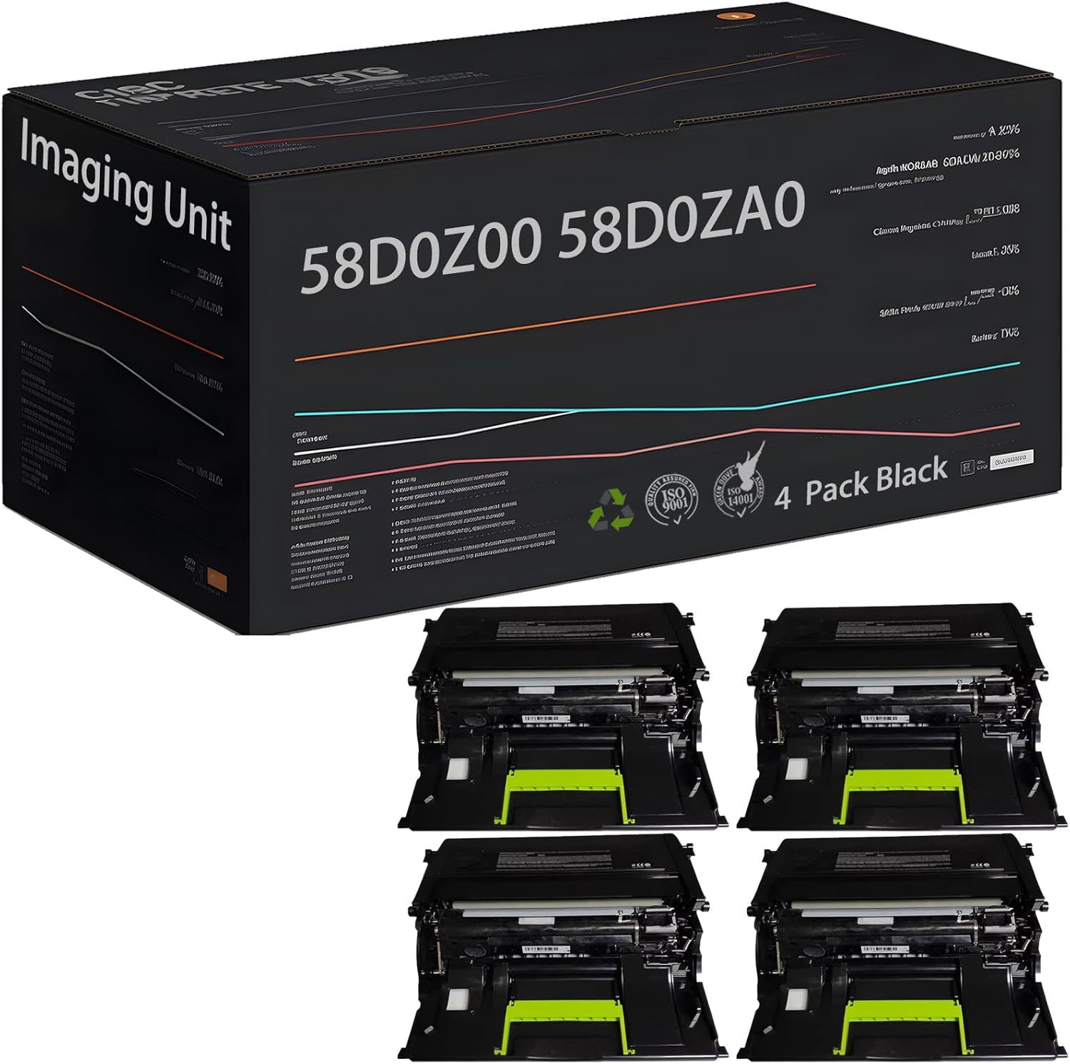 Imaging Unit Compatible with Lexmark B2865dw MS725dvn MS821dn MS821n MS822de MS823dn MS823n MS825dn MS826de MX721ade MX721adhe MX722ade MX722adhe MX822ade MX822adxe MX826ade MX826adxe (4 Pack Black)