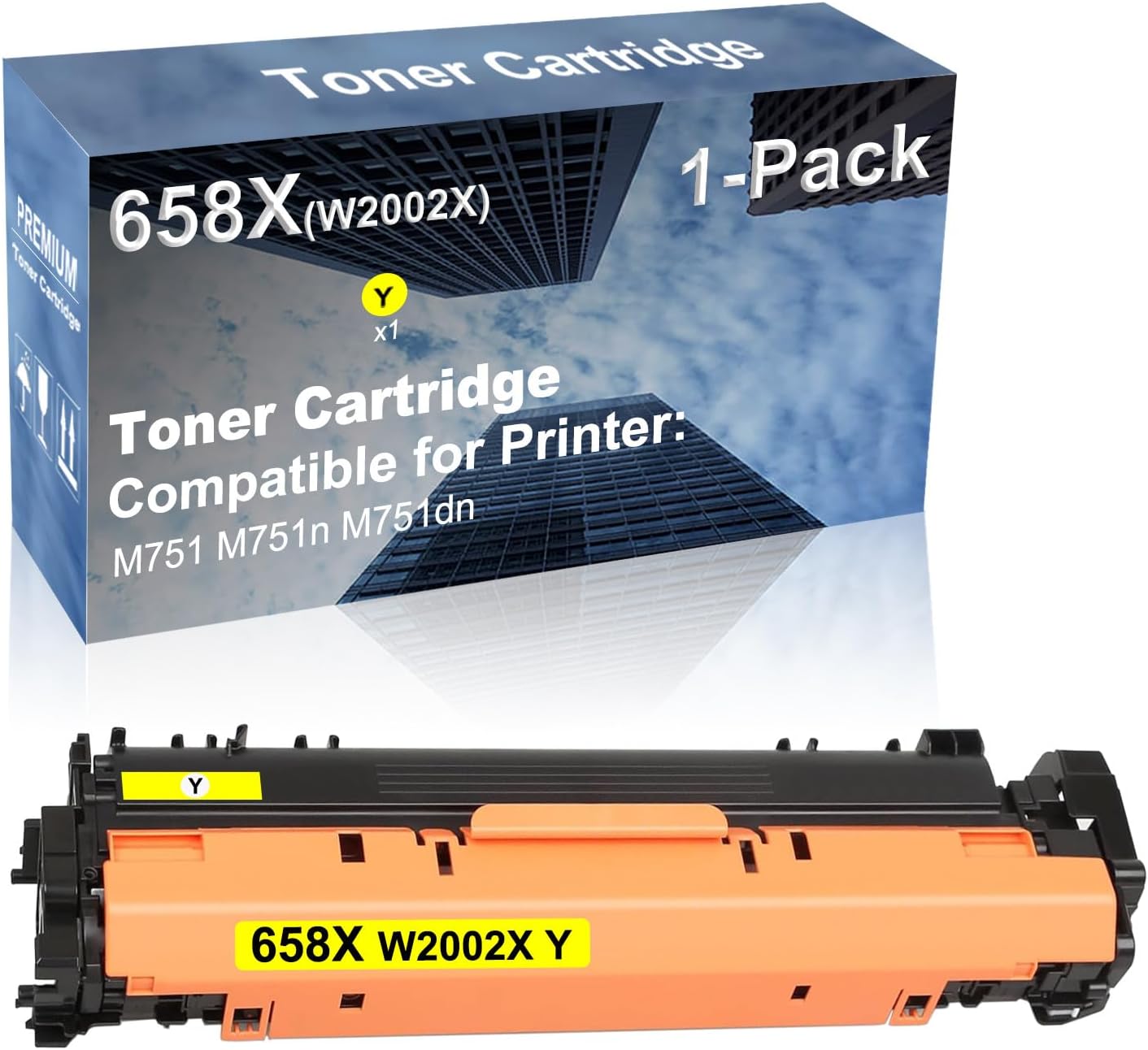 1-Pack (Yellow) Compatible M751 M751n M751dn Printer Toner Cartridge High Capacity Replacement for 658X (W2002X) Toner Cartridge