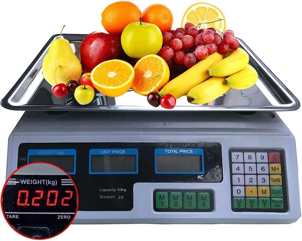 Electronic Scales for Kitchen 40kg Capacity Digital Electronic Price Computing Weighing Fruits Scale, Digital Price Weighing Postal Industrial Commercial Shop Platform Scale Weighs (Color : B) (A)