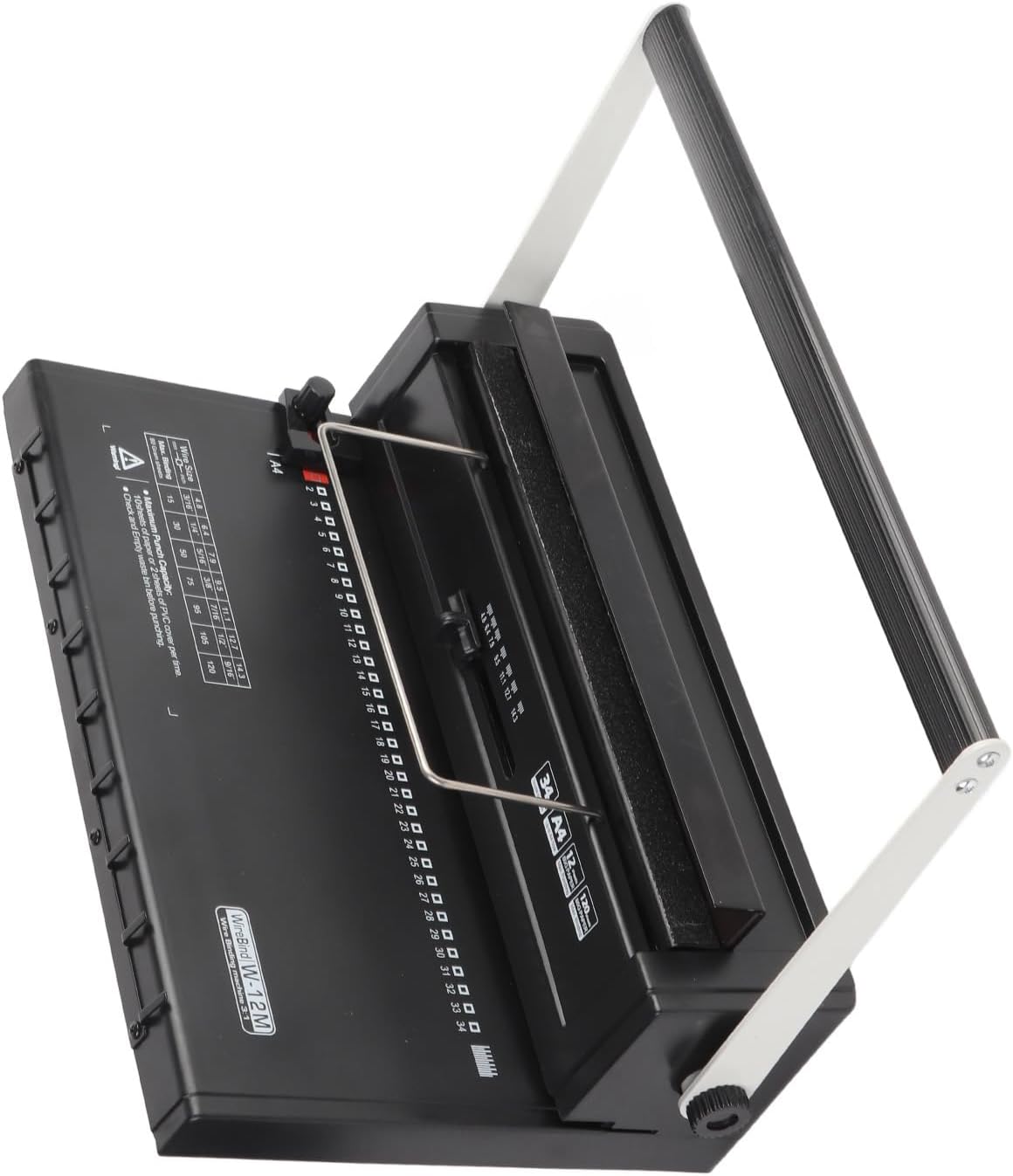 Spiral Coil Binding Machine - 34 Square Holes Punching, 12 Sheets Capacity, Binds Up to 120 Sheets for Standard & Compact Documents, Ideal for Offices & Schools