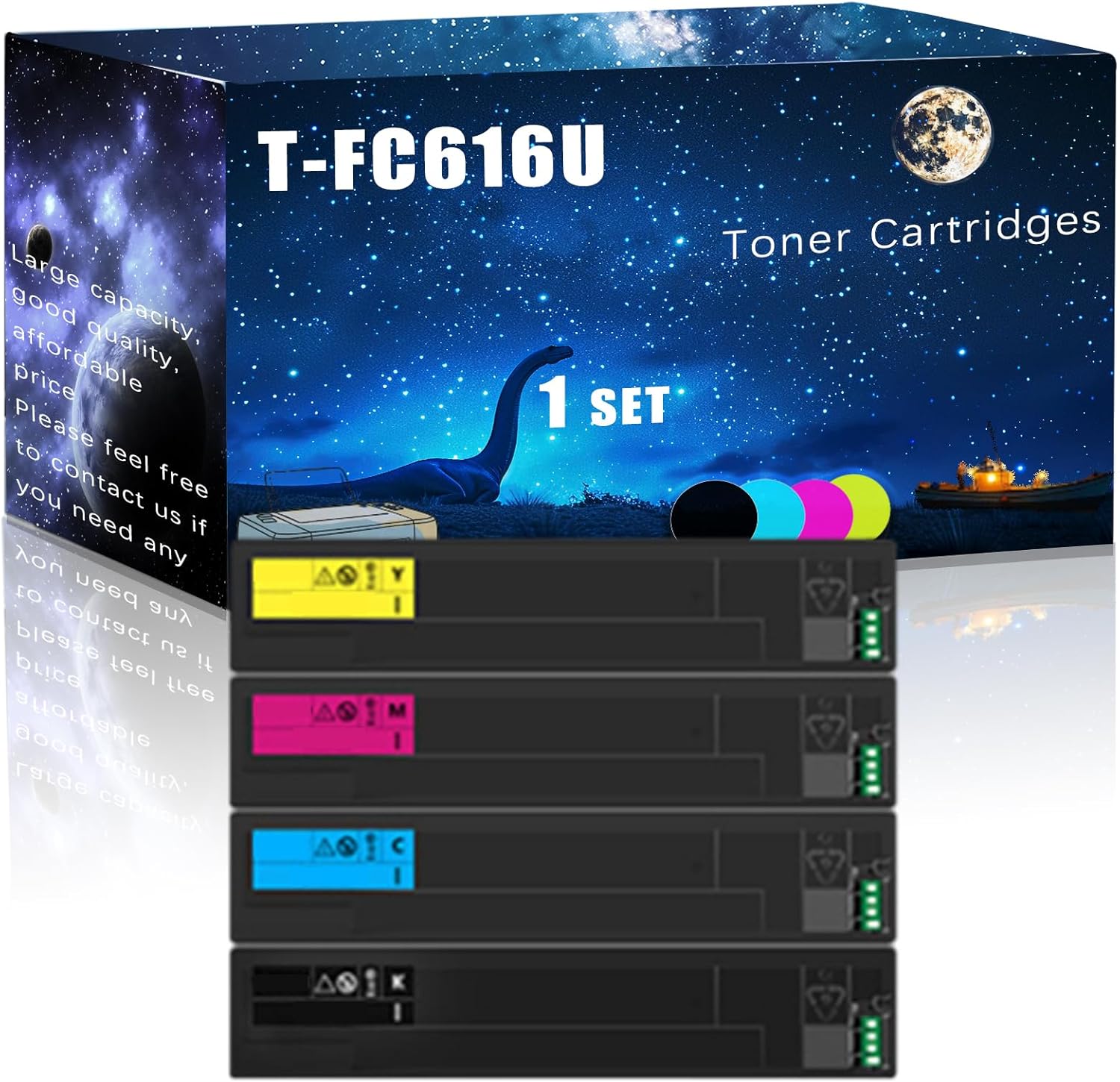 MUCQL T-FC616U Compatible Toner Cartridges Replacement for Toshiba High Yield Compatible E Studio 5516AC 5516ACT 6516AC 6516ACT 7516AC 7516ACT Printers, Meet Printing Needs (4-Pack BK/C/M/Y)