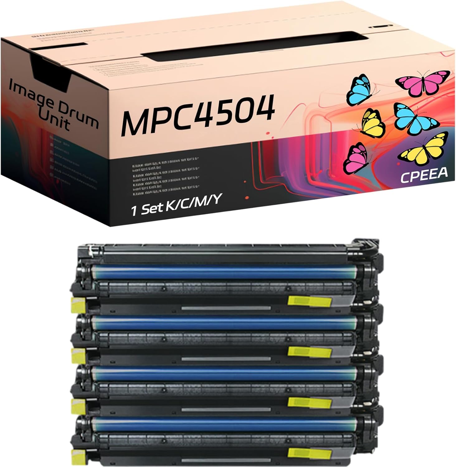 Compatible for Ricoh MPC4504 Image Drum Unit Work for Ricoh MP C4504 Printers, with Chip, High Yield 100000 Pages, Clear Printing (4-Pack BK/C/M/Y)